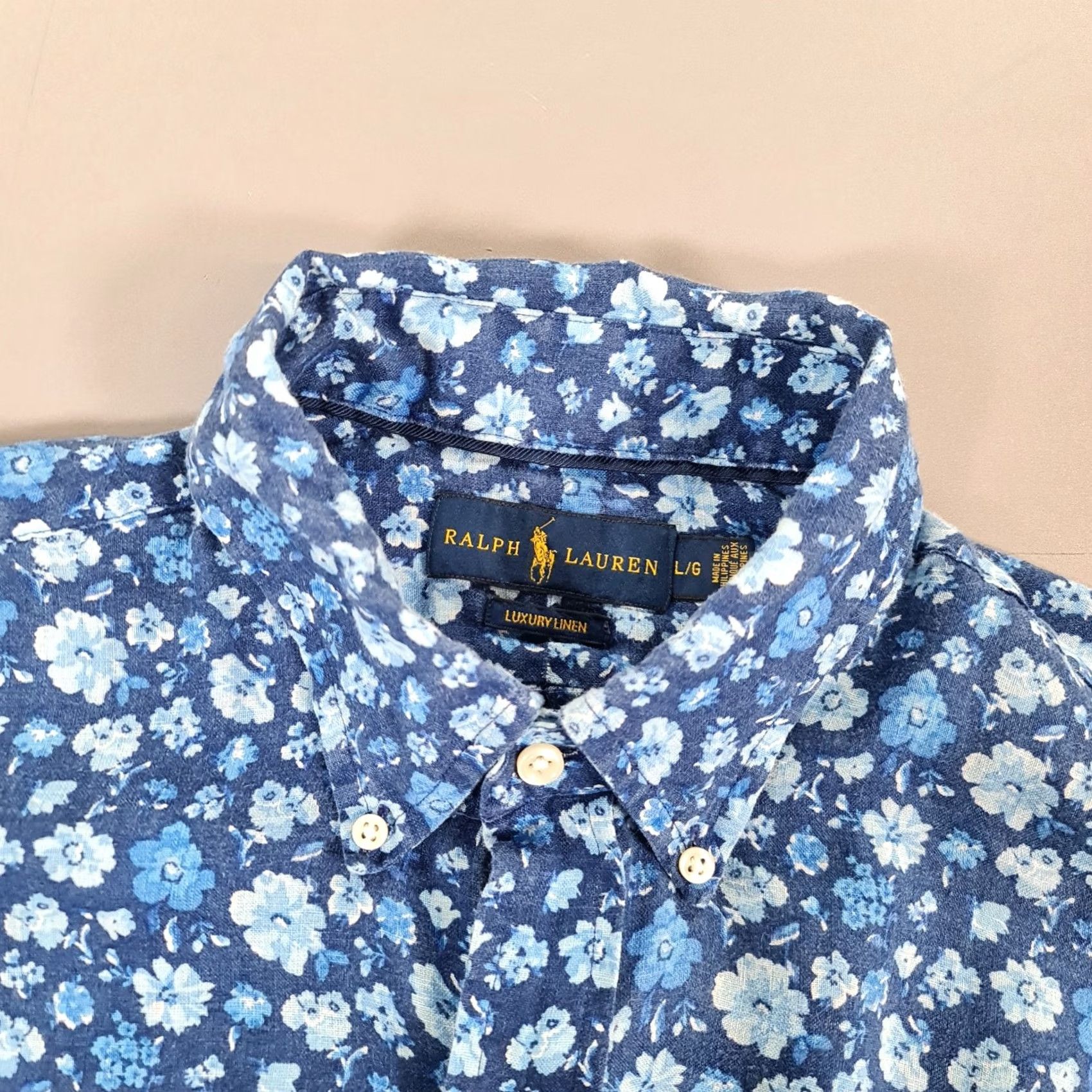 Polo Ralph Lauren Polo Ralph Lauren Mens Shirt Blue Large 100% Linen Floral Button-Up Casual Summer Holiday Shirts Mens Regular Linen Blue Floral Size US L / EU 52-54 / 3 - 2 Thumbnail