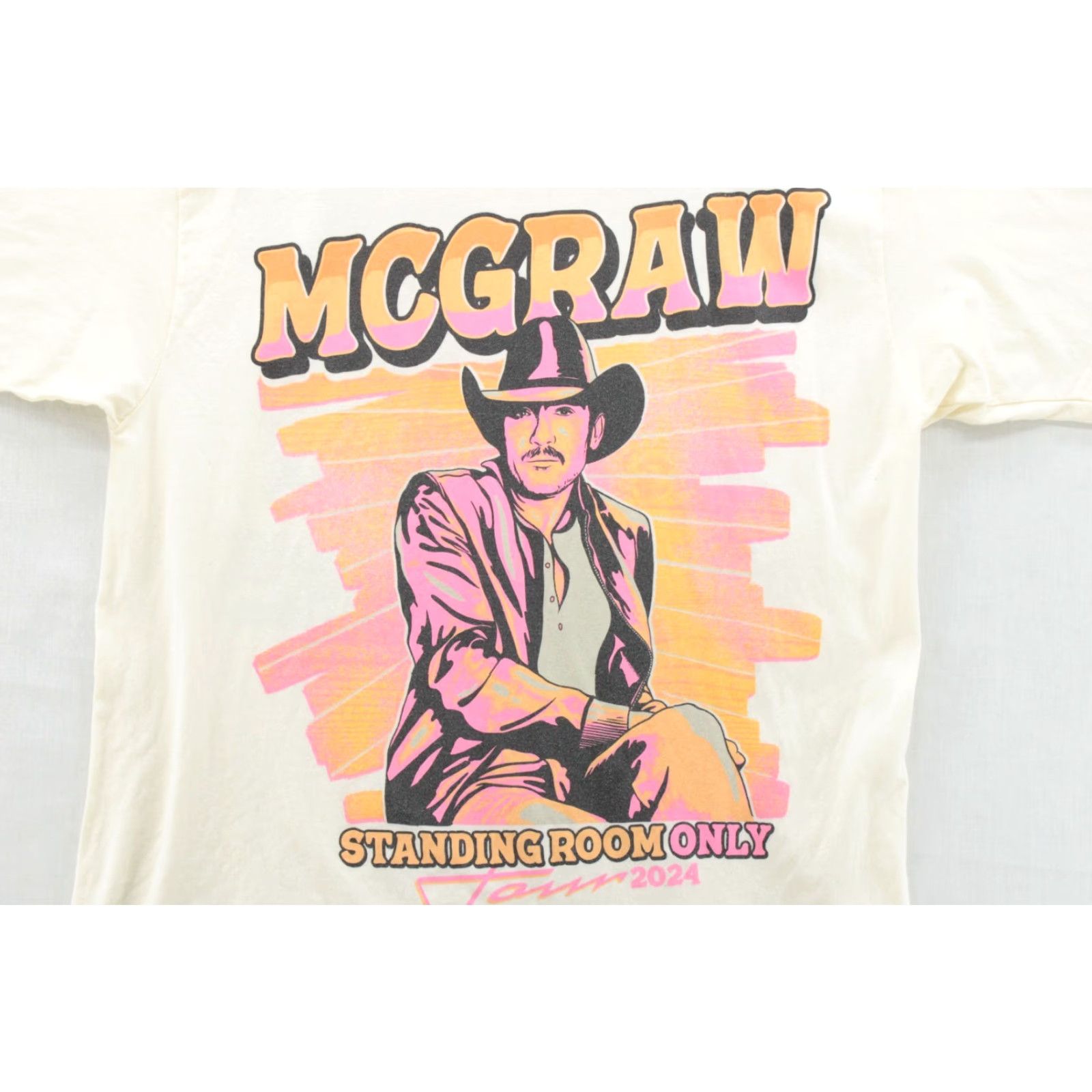 Vintage Tim Mcgraw Concert t Shirt Standing Room Only Tour 2024 Country Music Cream SZ L Size US L / EU 52-54 / 3 - 2 Thumbnail