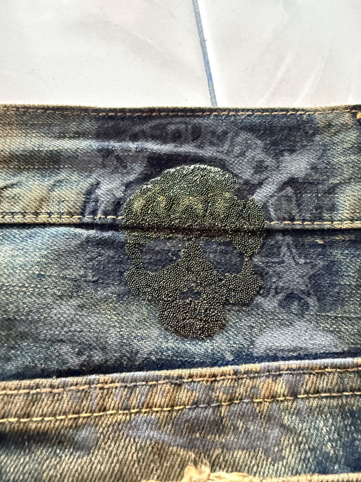 If Six Was Nine Rare Edwin 535 Pierced & Studs Heavy Mud Wash Flared Jeans Size US 32 / EU 48 - 23 Thumbnail