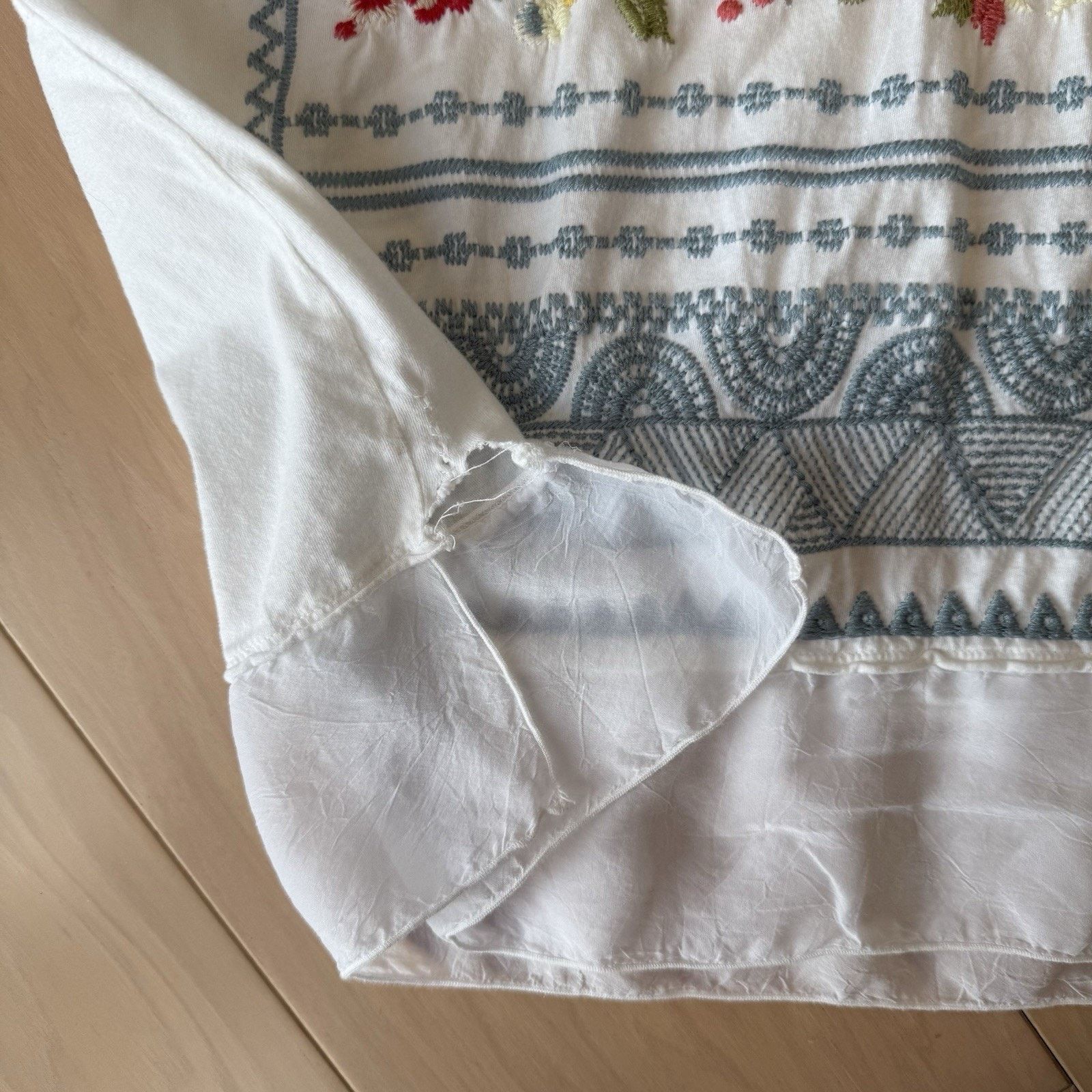 Designer × Johnny Was Johnny Was Tunic Women's Large White Donya Top Embroidered Size L / US 10 / IT 46 - 6 Thumbnail
