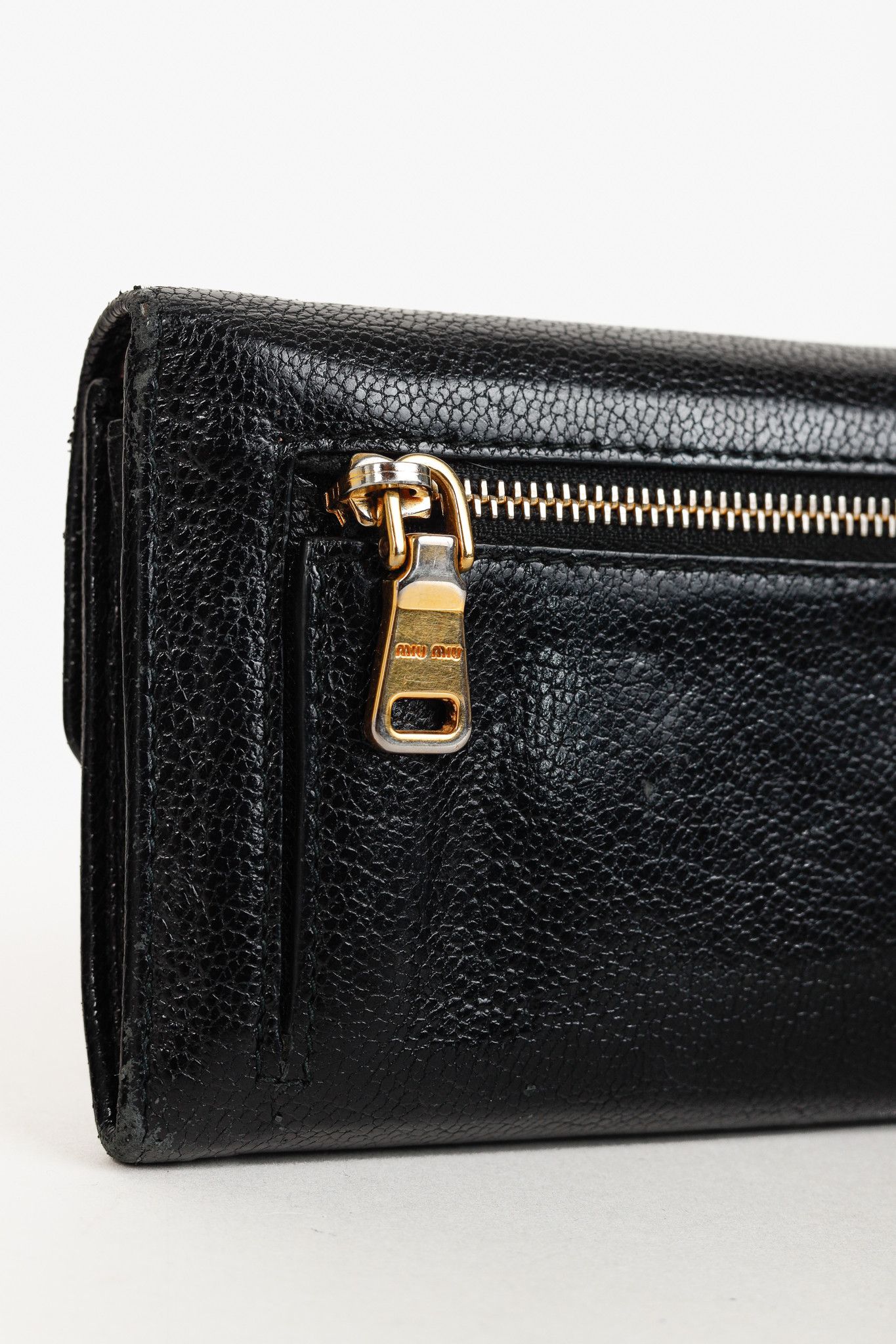 Miu Miu Miu Miu Black Madras Leather Long Wallet Size ONE SIZE - 8 Thumbnail