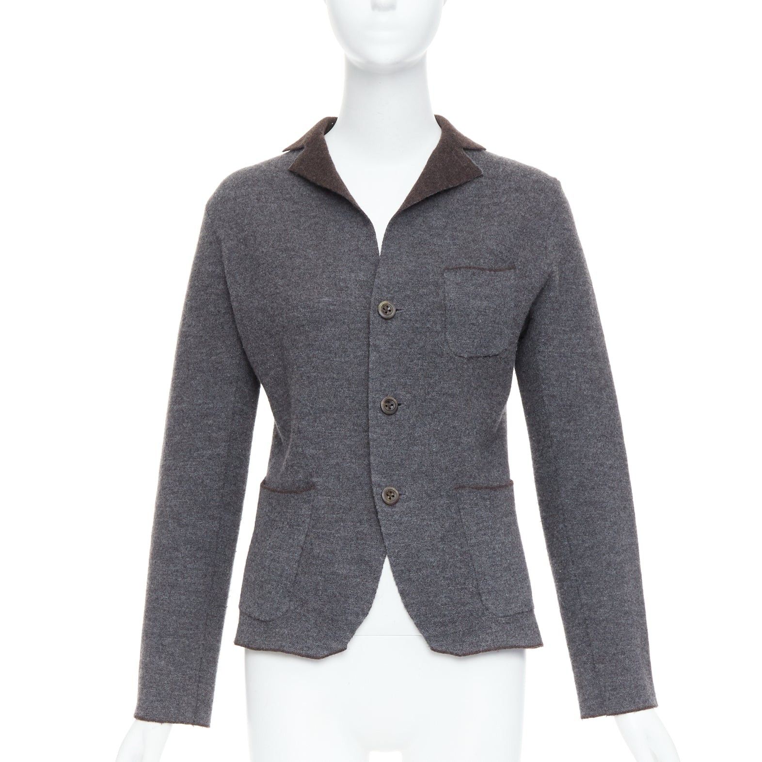 45rpm 45R grey brown double faced wool pocketed cropped blazer US2 S Size M / US 6-8 / IT 42-44 - 1 Thumbnail