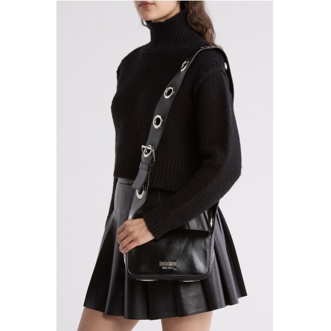 Moschino Moschino Couture Metal Logo Crossbody Shoulder Bag Black NWT Size ONE SIZE - 3 Thumbnail