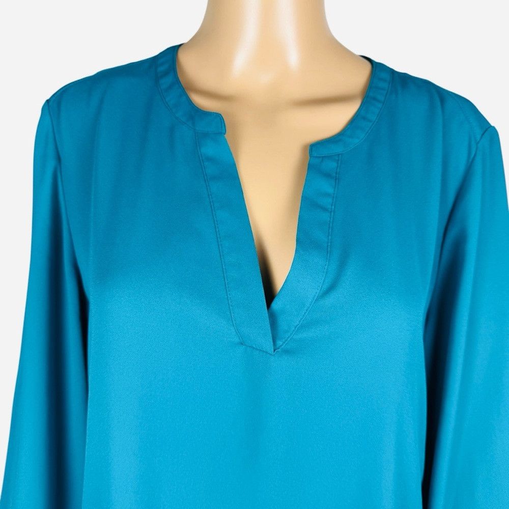 Adrianna Papell NWT New $89 Adrianna Papell Teal Long Sleeve Blouse Size L Size L / US 10 / IT 46 - 2 Thumbnail