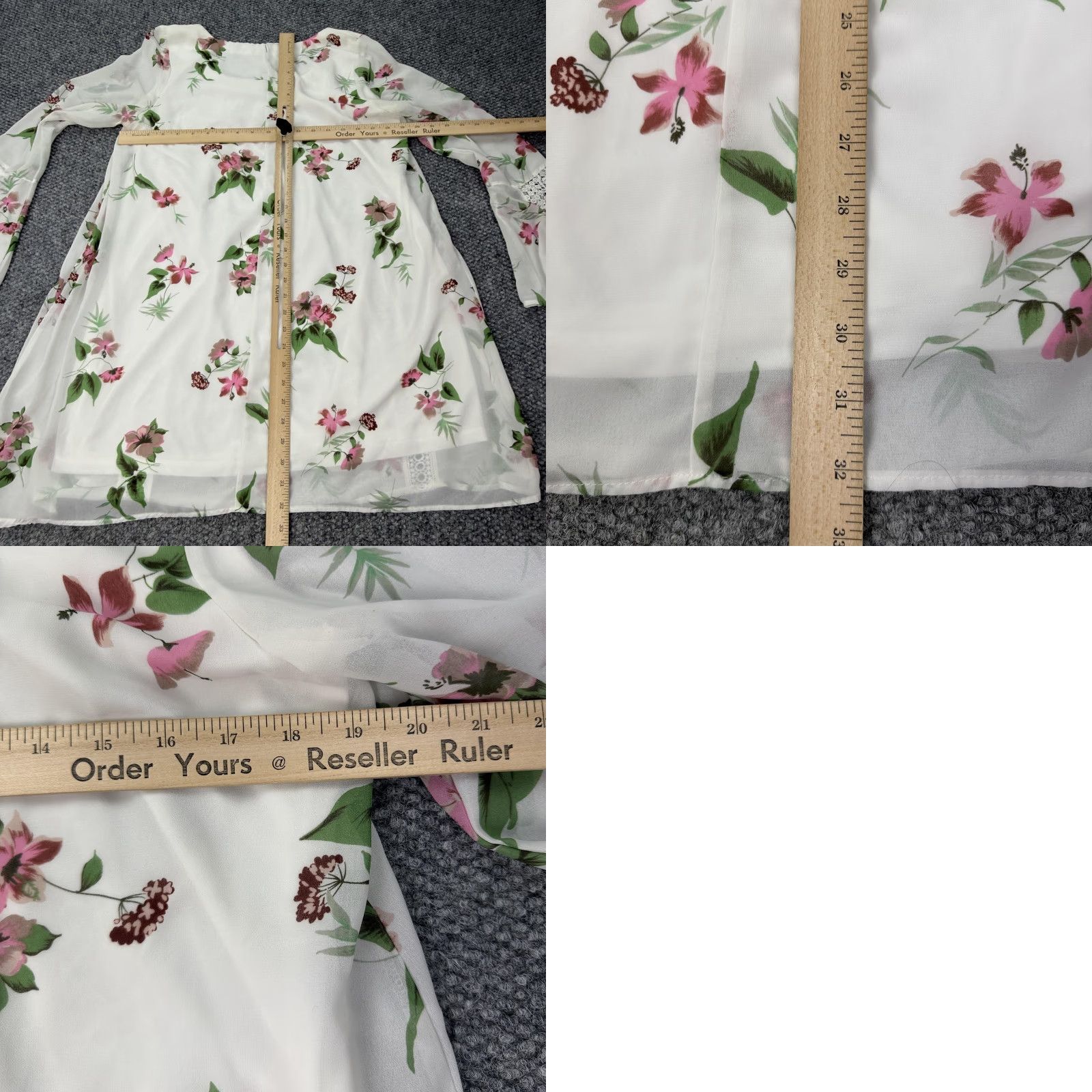 Bell Sequin Hearts Shirt Womens Large White Floral Bell Sleeve Lace Boho Tunic Size L / US 10 / IT 46 - 8 Thumbnail