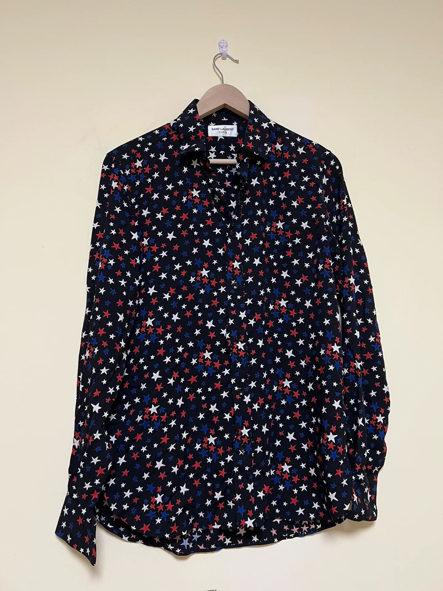 Saint Laurent Paris Saint Laurent Star Print Silk Shirt Size S / US 4 / IT 40 - 1 Thumbnail