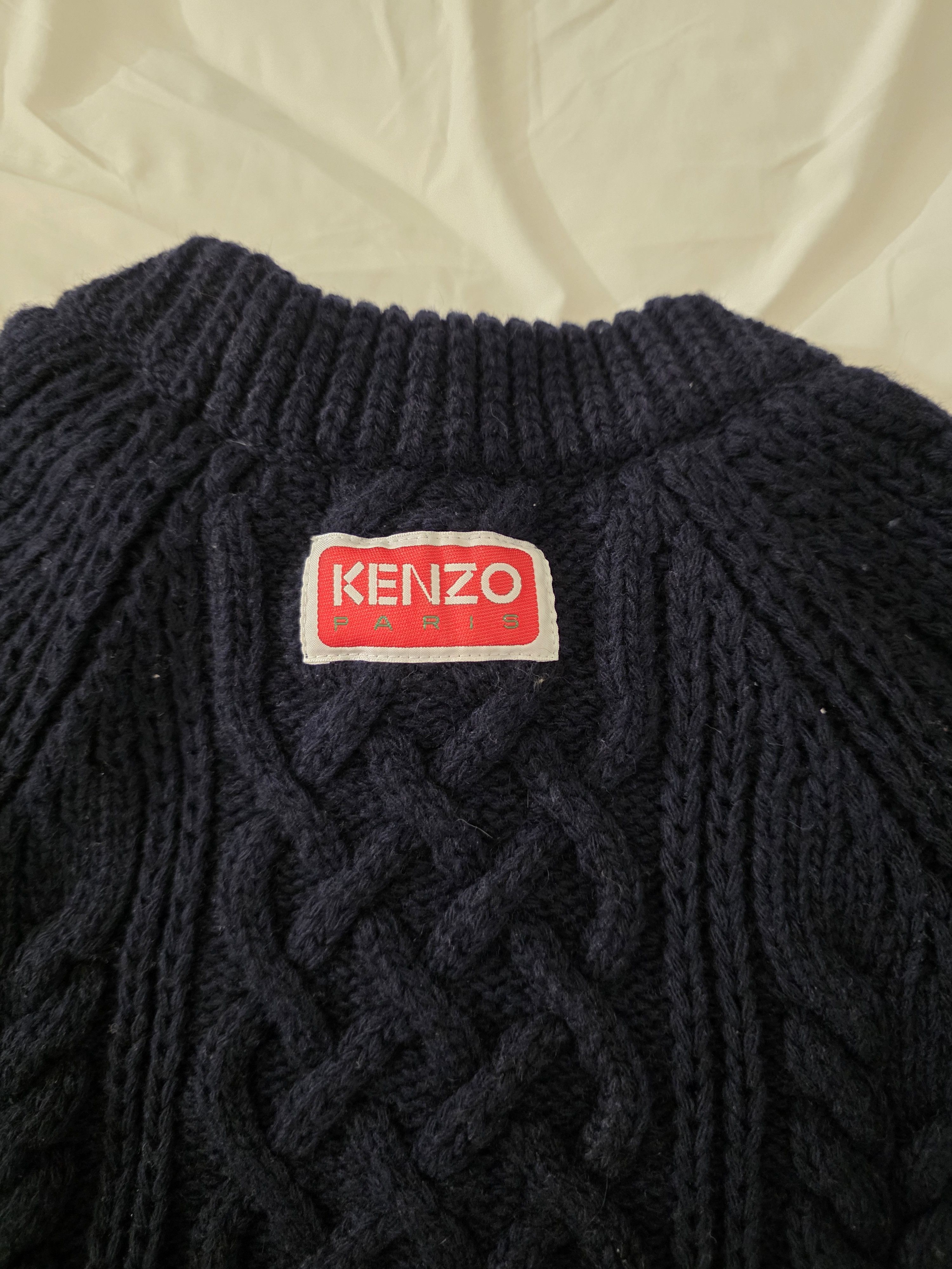 Kenzo Kenzo Navy Kenzo Paris Cable Sweater Size L Size US L / EU 52-54 / 3 - 5 Thumbnail