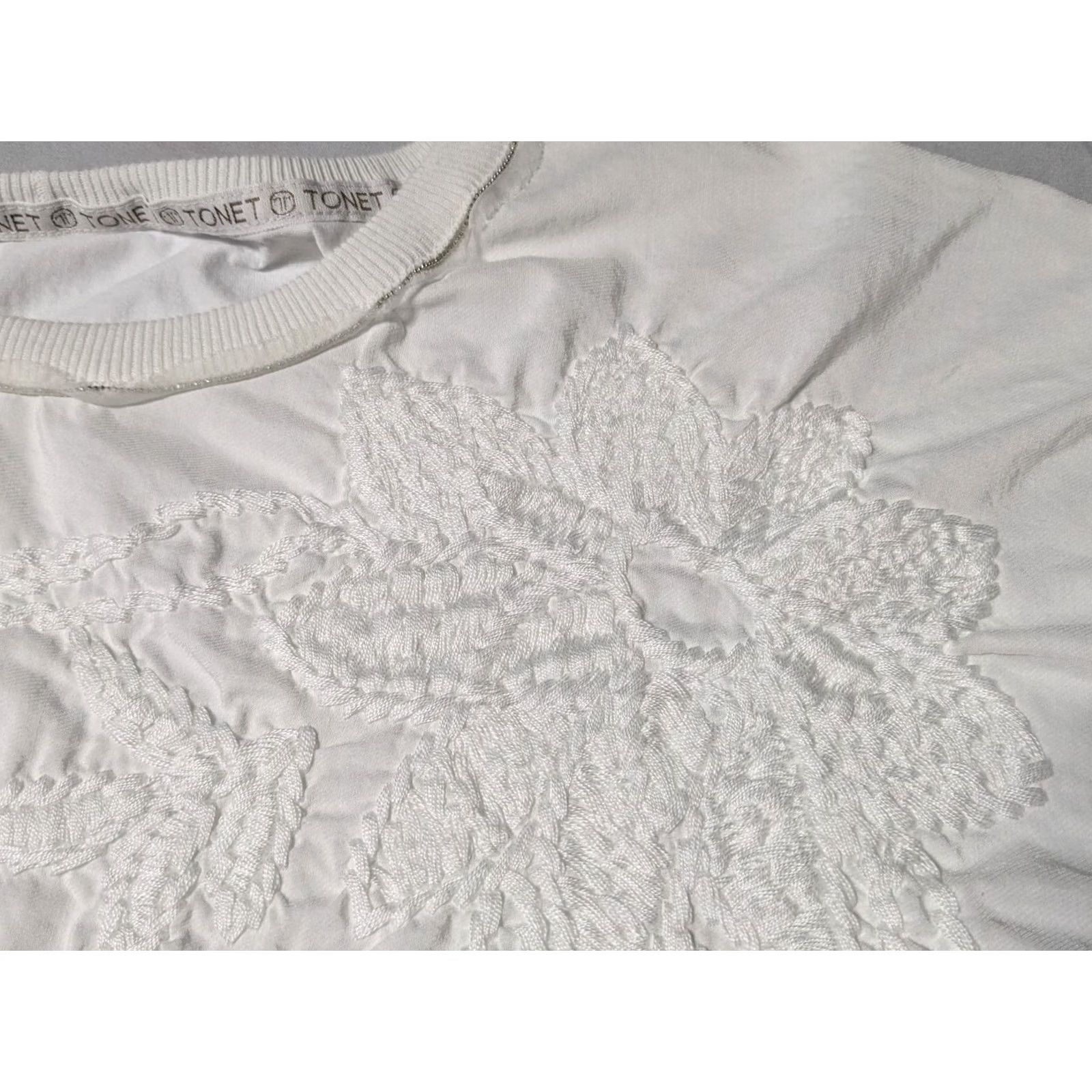 Eton TONET Blouse Women White Cotton Viscose Embroidered Made In Italy 8 Short Sleeve Round Neck Pullover Regular Size M / US 6-8 / IT 42-44 - 4 Thumbnail