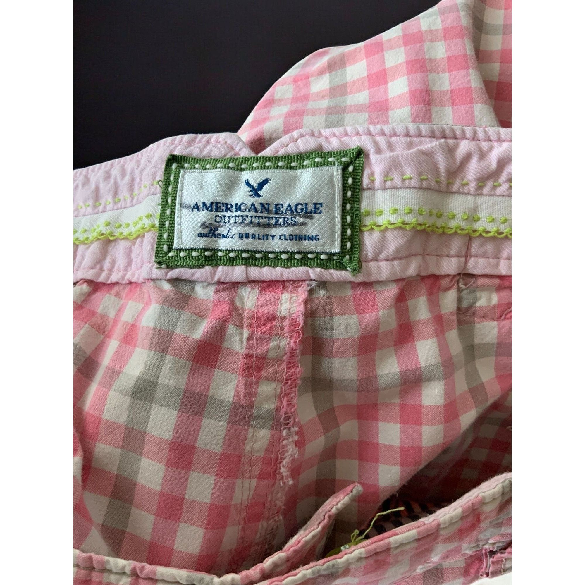 Designer American Eagle Pink White Plaid Check Shorts Belt Loops Pock Size 28" / US 6 / IT 42 - 7 Thumbnail