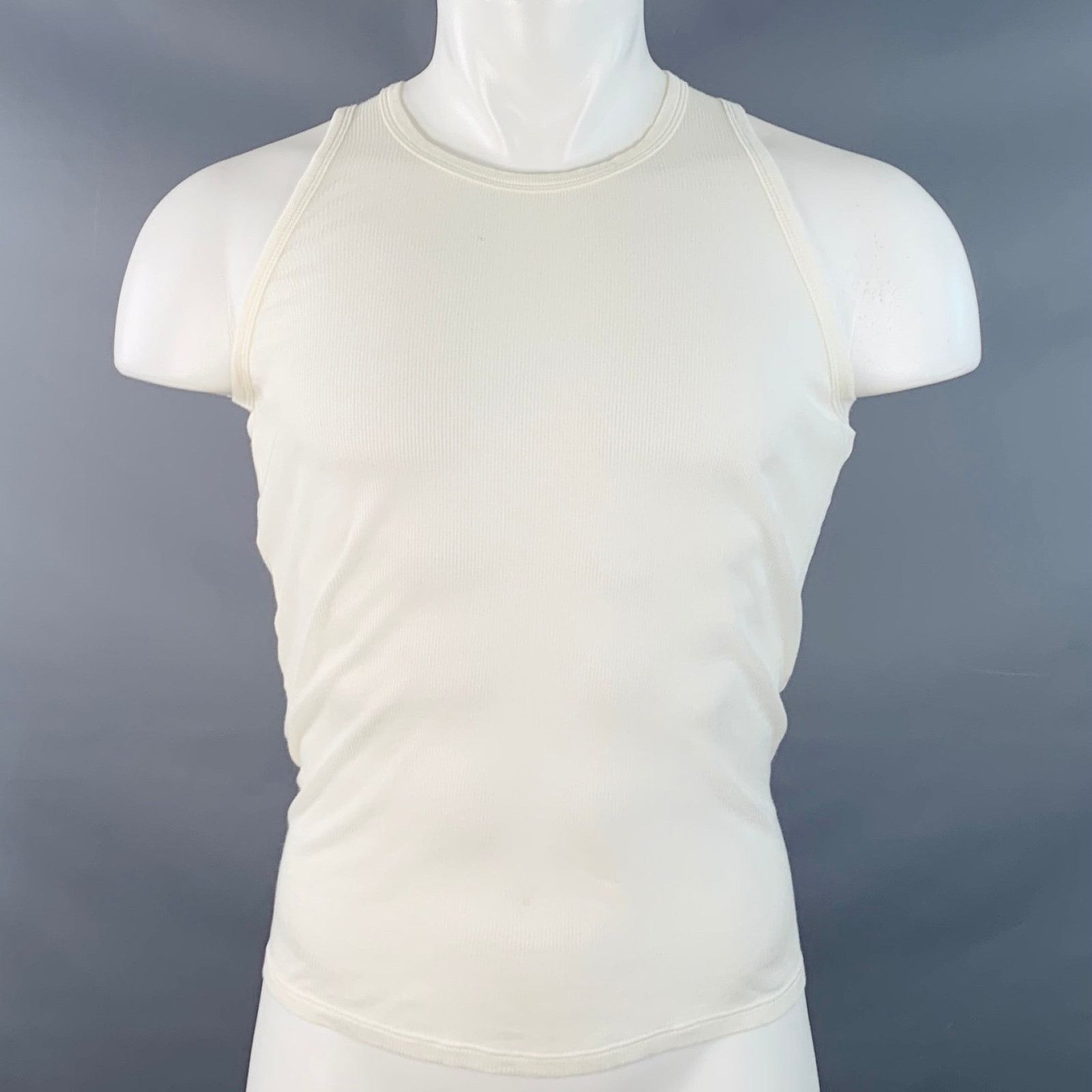 MAISON MARTIN MARGIELA Size S White Rib Knit Cotton Tank Top