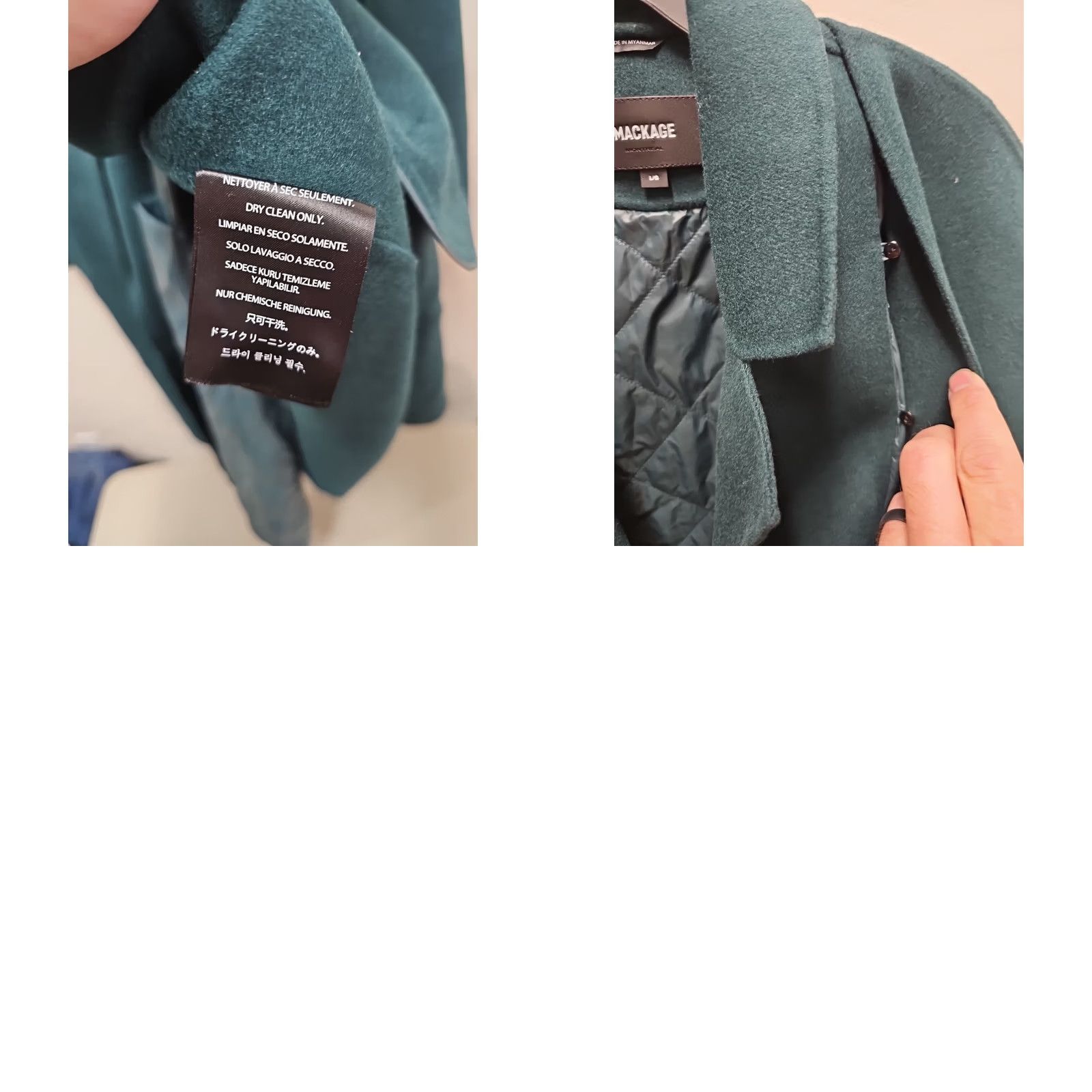 Mackage Mackage Coat Wool Parka Woman’s Green Large Chest 22 Length 40 Down Insulation Wool & Nylon Jacket Size L / US 10 / IT 46 - 9 Thumbnail