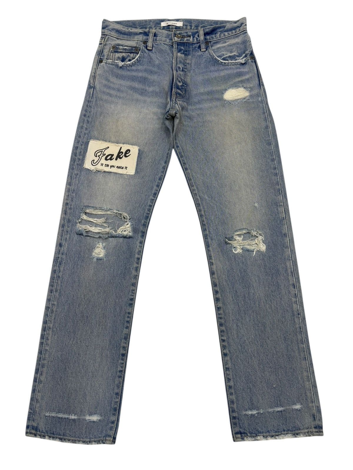 If Six Was Nine Moussy 🇯🇵 Patches Slim Fit Distressed Denim Jeans Size US 30 / EU 46 - 1 Thumbnail