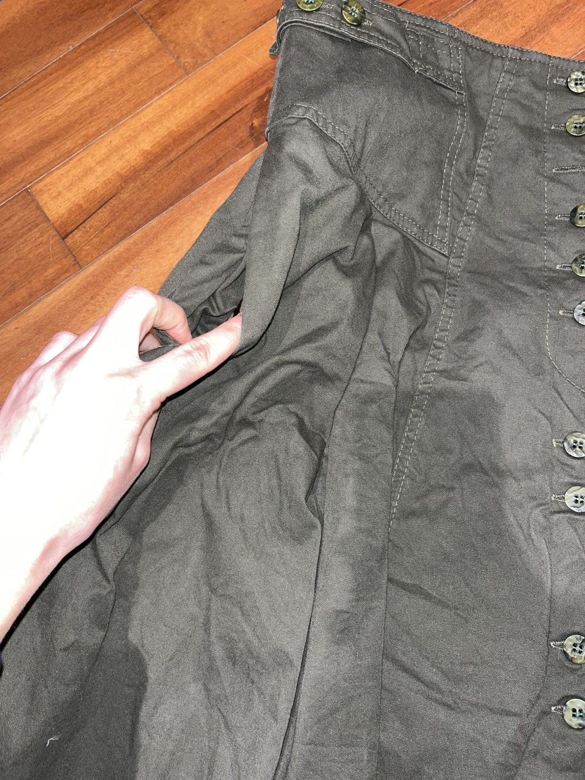 Gerry Weber army green vintage button down pleated maxi skirt Size 30" / US 8 / IT 44 - 4 Thumbnail