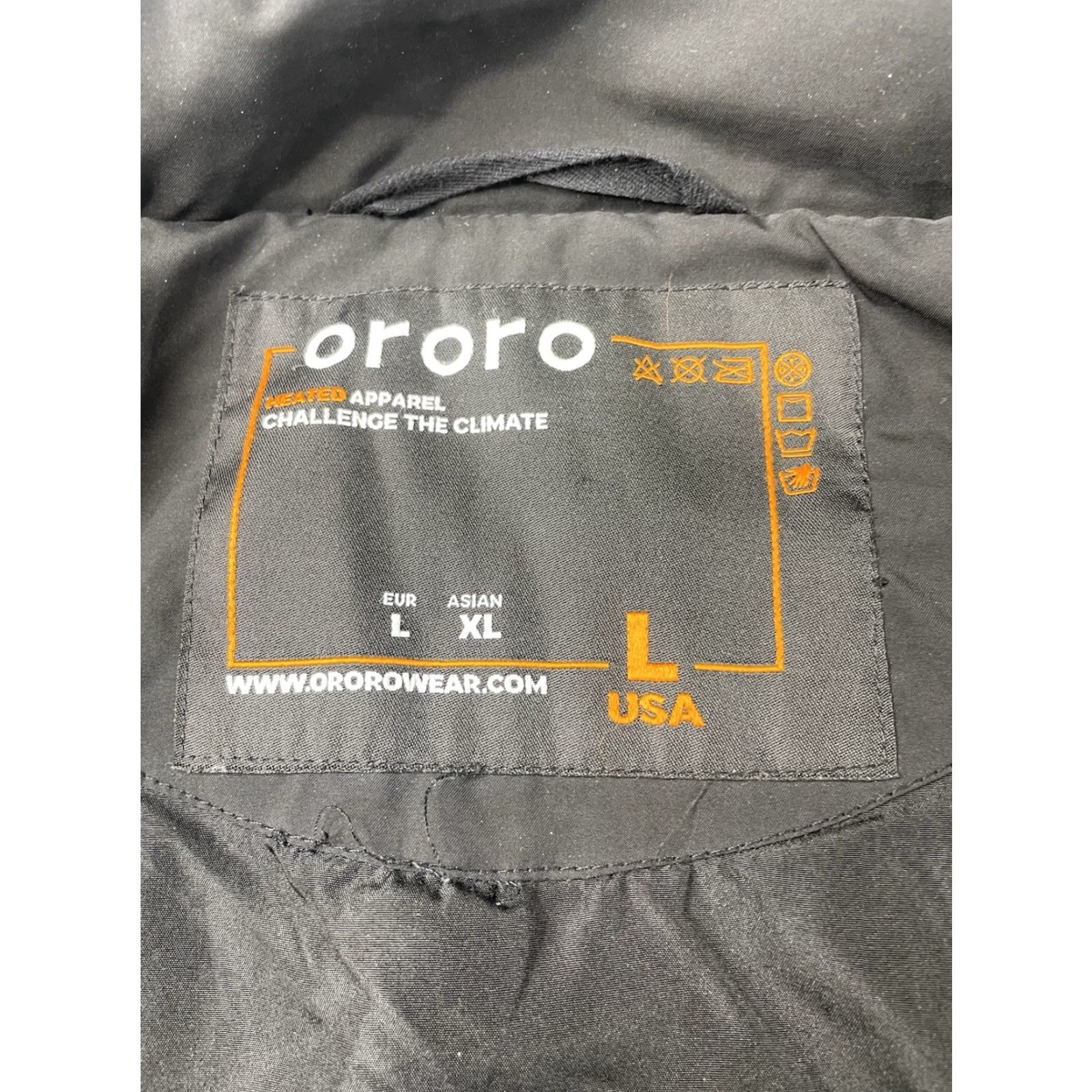 Vintage ORORO Mens Heated Jacket Coat Black L Large Battery Included Hoodless Winter Outdoor Wind Water Resistant Zip Pockets Size US L / EU 52-54 / 3 - 3 Thumbnail