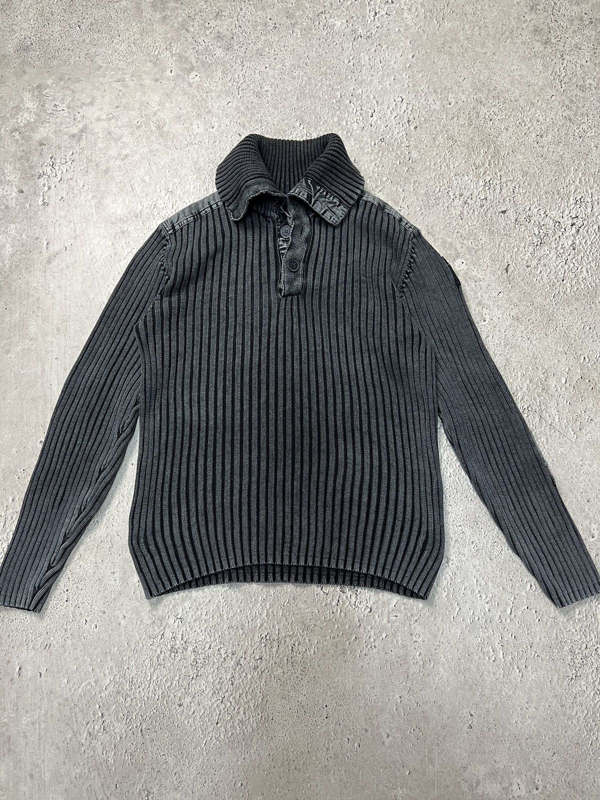 Y2K VTG 2000s Japanese 3D Striped Distressed Sweater rare