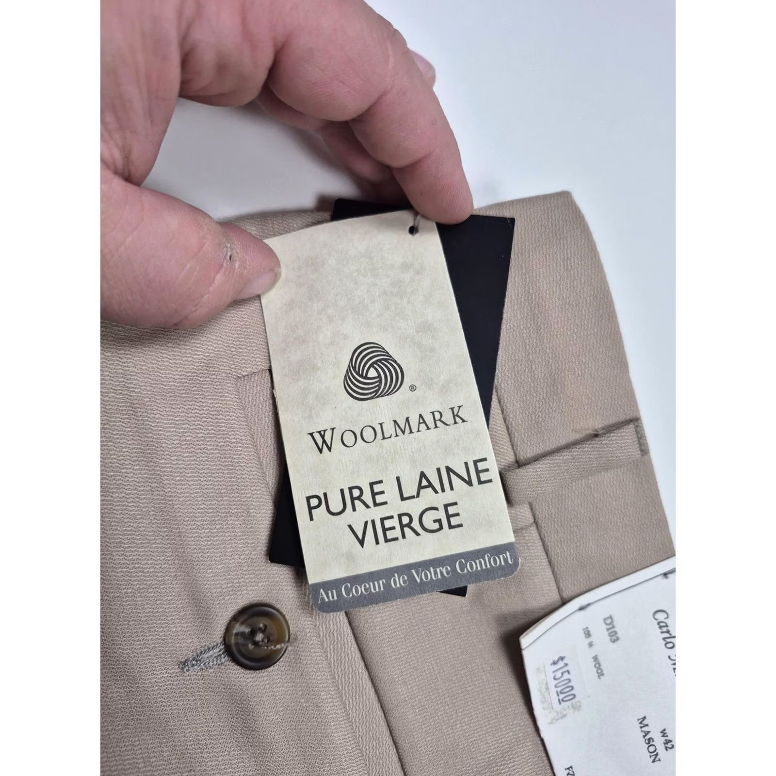 Vintage VTG Carlo Mandrone Dress Pants Mens 42x36 Beige Wool Pleated Super 100s NWT FLAW Size US 42 / EU 58 - 6 Thumbnail