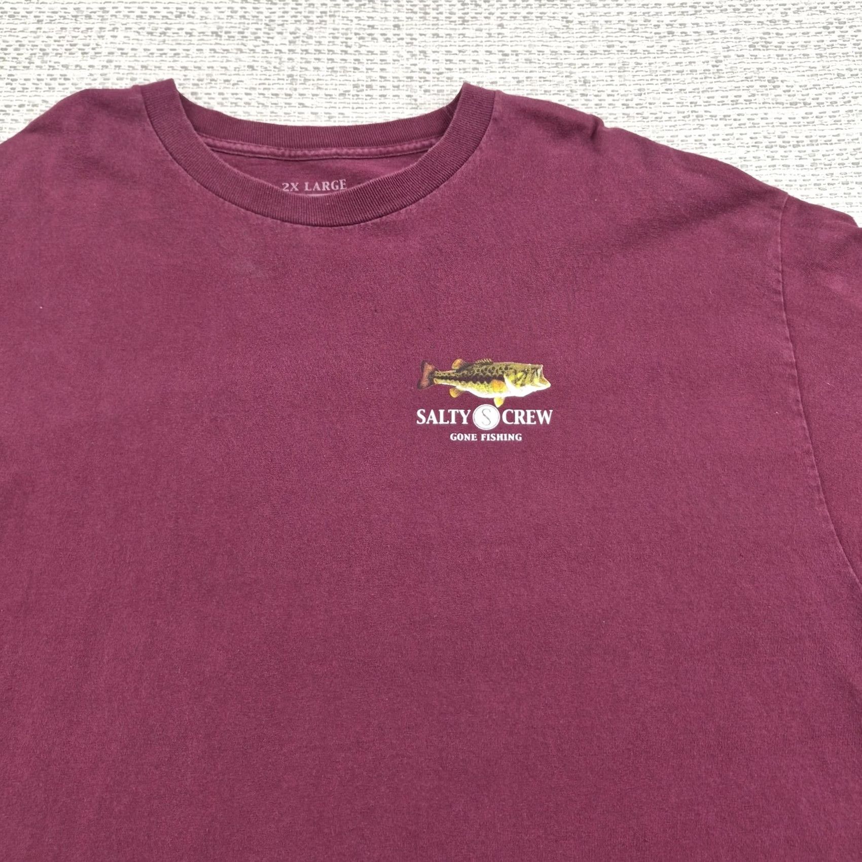 Vintage Salty Crew Shirt Mens 2XL Red Long Sleeve Bass Gone Fishing Graphic Tee Crewneck Burnt Red USA 90s Fish Mens Size US XXL / EU 58 / 5 - 7 Thumbnail