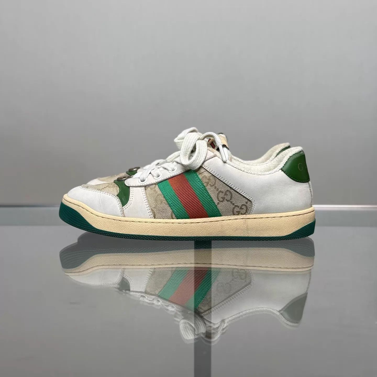 Gucci Gucci Screener GG Enamel White Green Vintage 37 99 Size US 6.5 / IT 36.5 - 5 Thumbnail