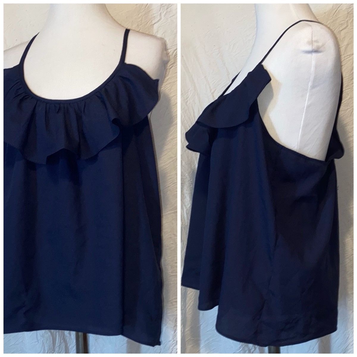 Other Y2K, Charlotte Russe, Navy, Ruffle Chest, Sleeveless Blouse Size M / US 6-8 / IT 42-44 - 2 Thumbnail