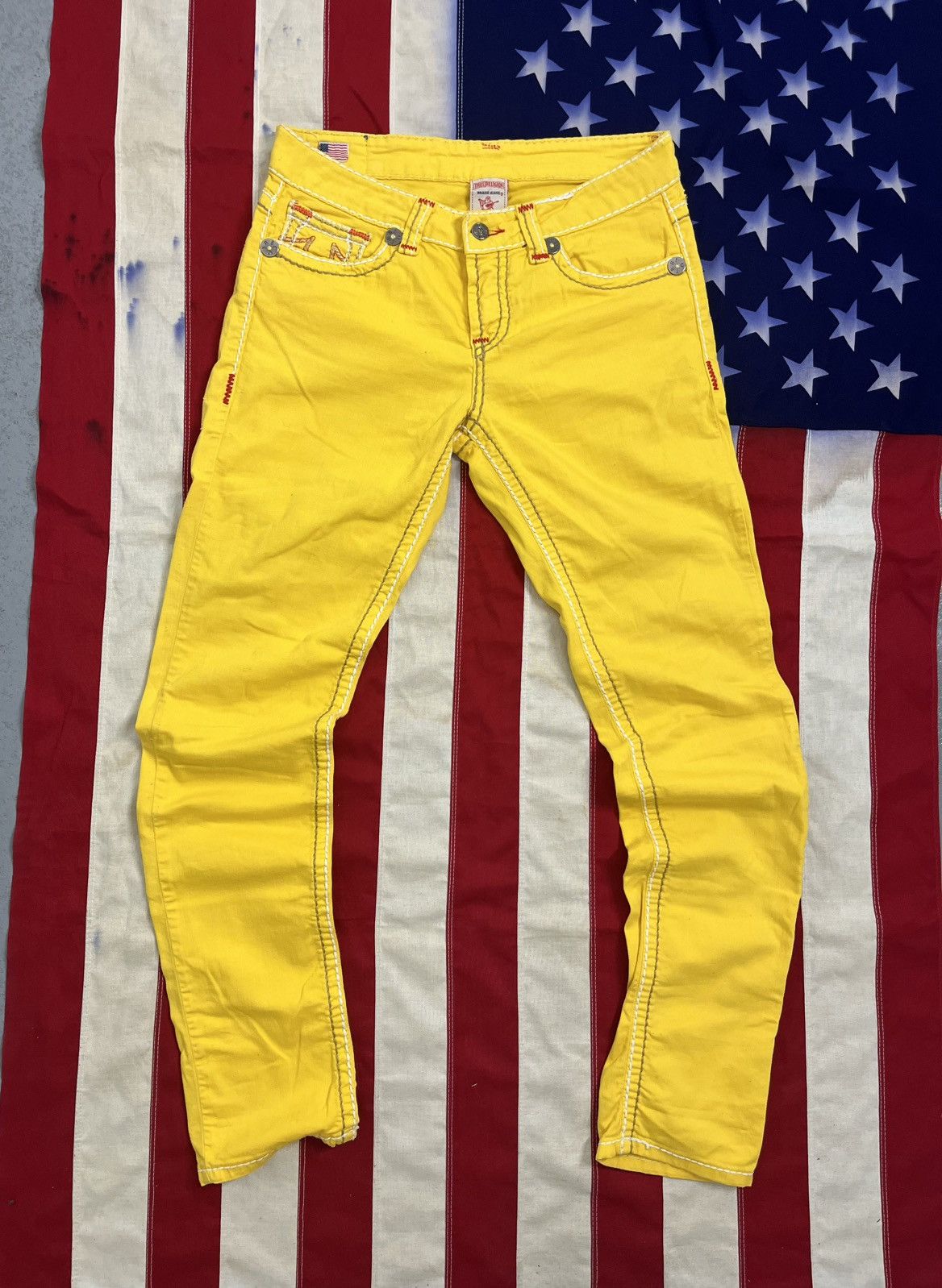 True Religion True Religion Yellow Y2K Jeans Size 29" - 2 Thumbnail
