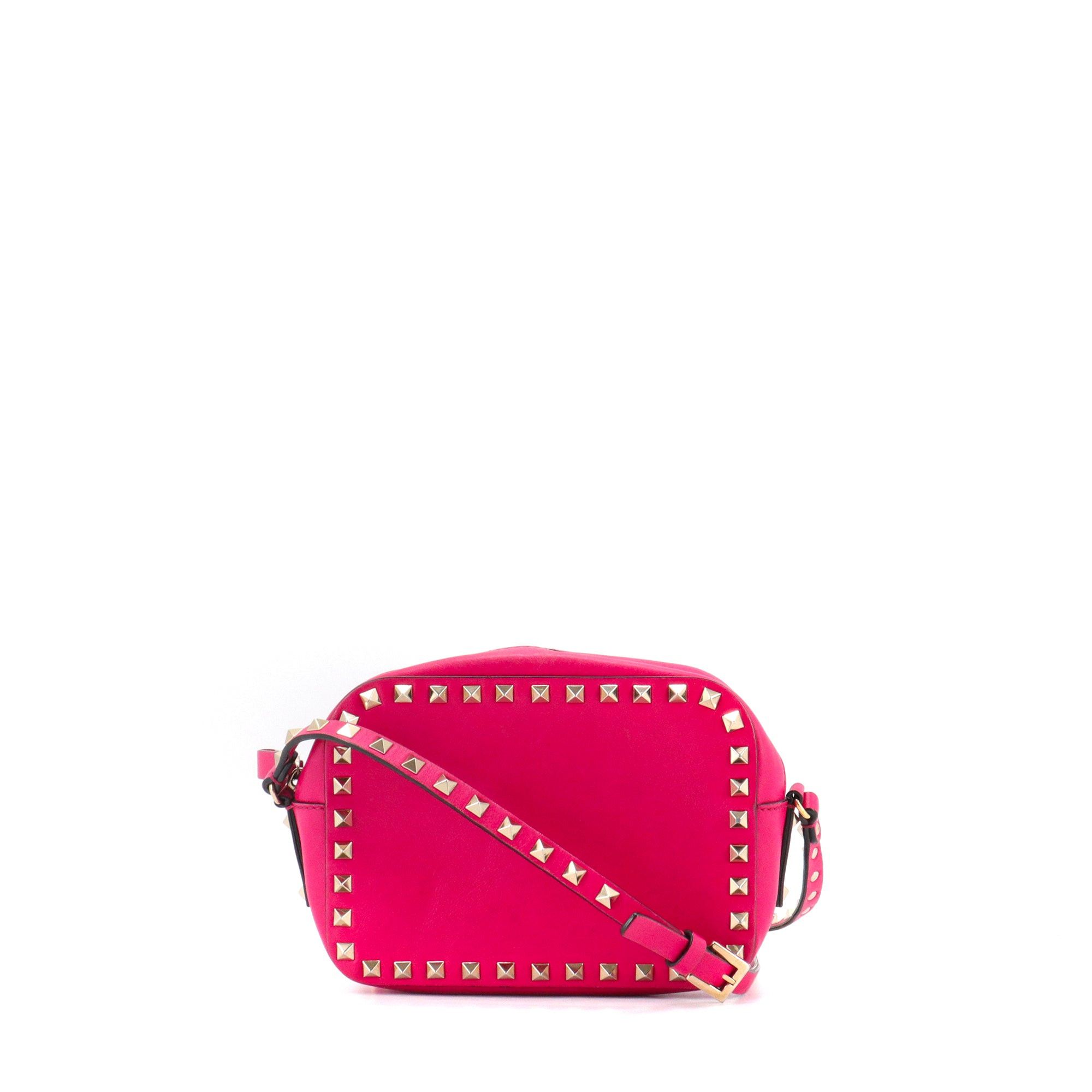 Valentino VALENTINO - Valentino Rockstud Rolling shoulder bag in pink smooth leather Size ONE SIZE - 1 Thumbnail