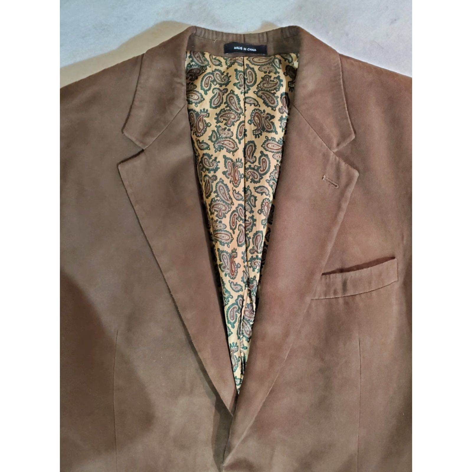 Ralph Lauren VINTAGE RALPH LAUREN Signature Sport Coat Brown Vegan Faux Suede- Paisley Lining 44R Mens Sport Coat/Blazer Size 44R - 3 Thumbnail