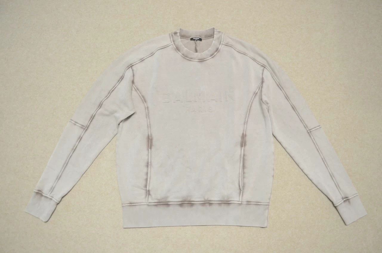 Balmain Balmain Oversized Distressed Washed Logo Sweatshirt S New Size US S / EU 44-46 / 1 - 1 Thumbnail