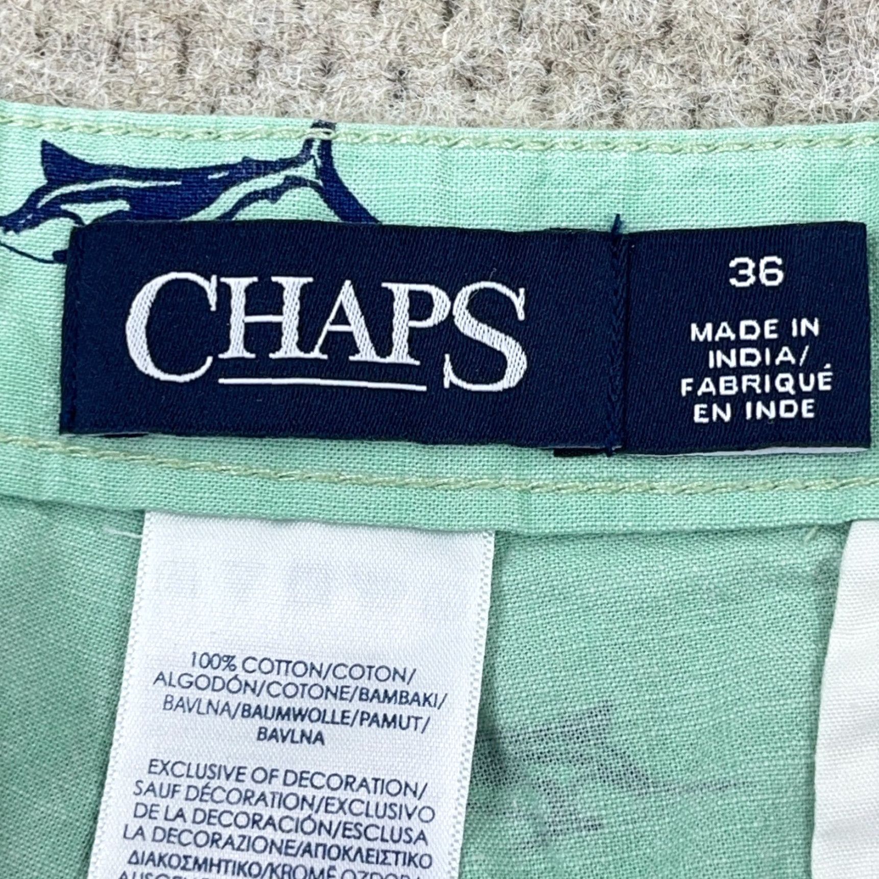 Chaps Chaps Chino Shorts Men 36 Green Marlin Fish Print Nautical Preppy Beach Golf Shirt/Shorts? Size US 36 / EU 52 - 3 Thumbnail