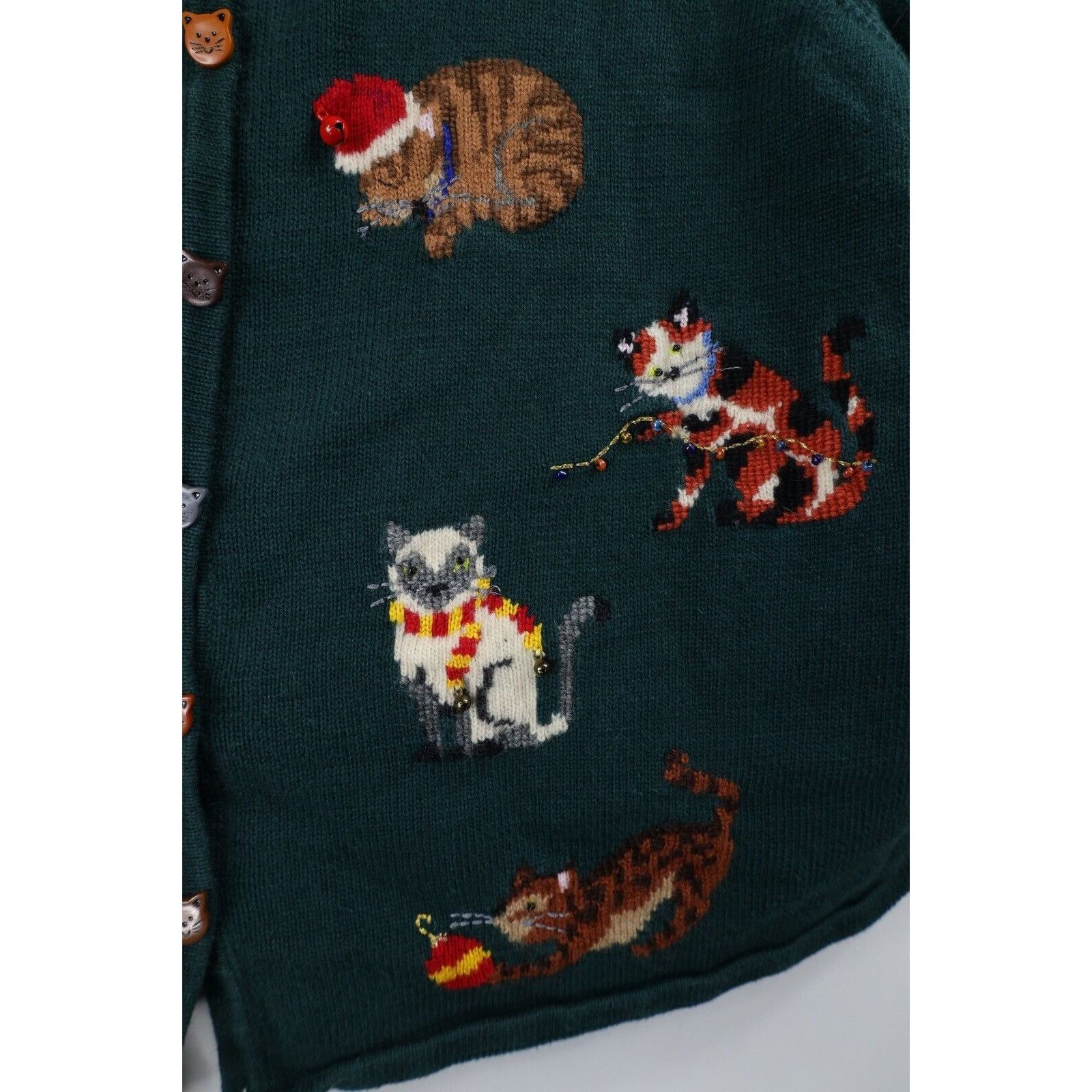 Vintage Vintage Y2K 2001 Christmas Cat Bells Knit Cardigan Sweater Size 3XL / US 20-22 - 7 Thumbnail