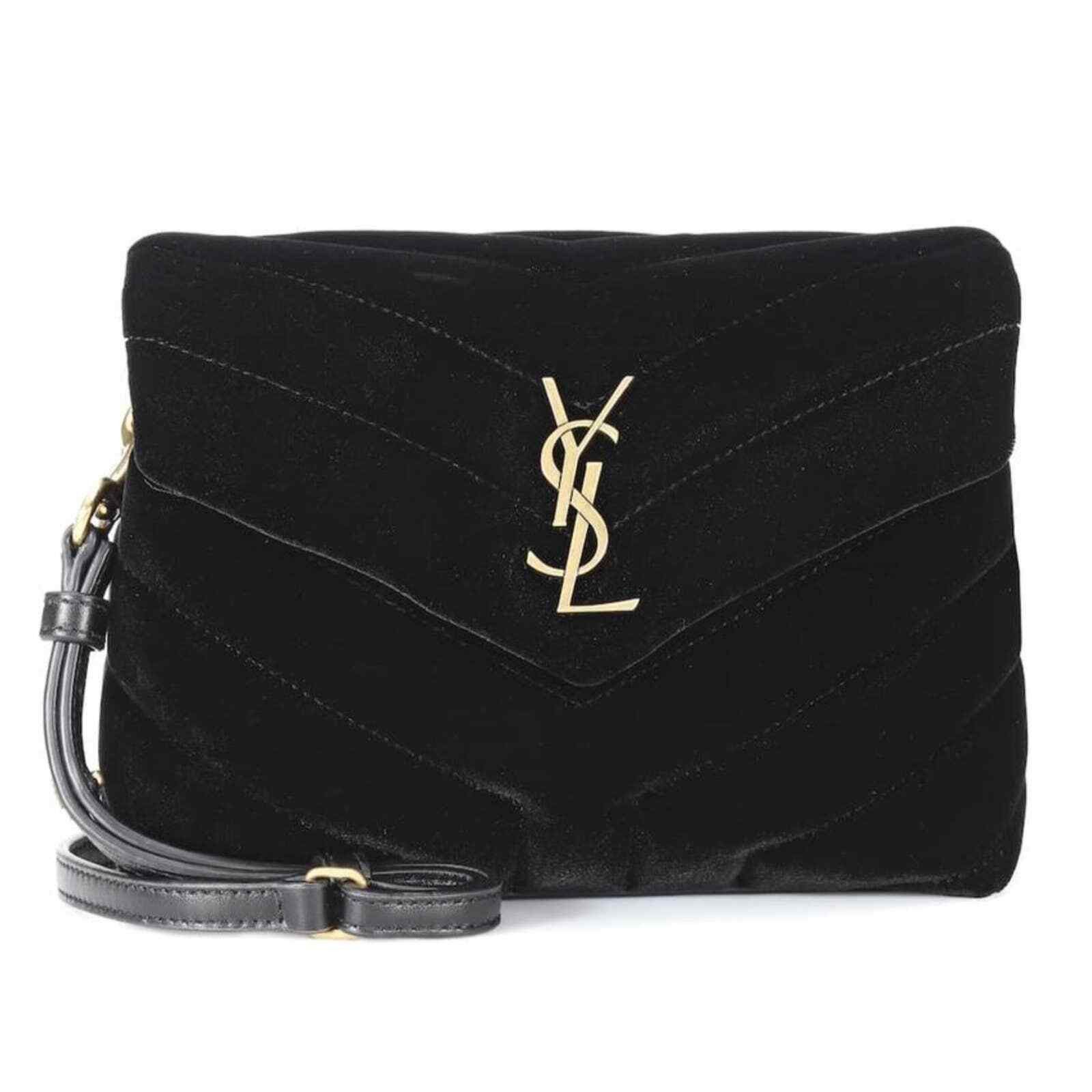 Yves Saint Laurent Saint Laurent Quilted Black Velvet Gold Crossbody Bag Size ONE SIZE - 1 Thumbnail