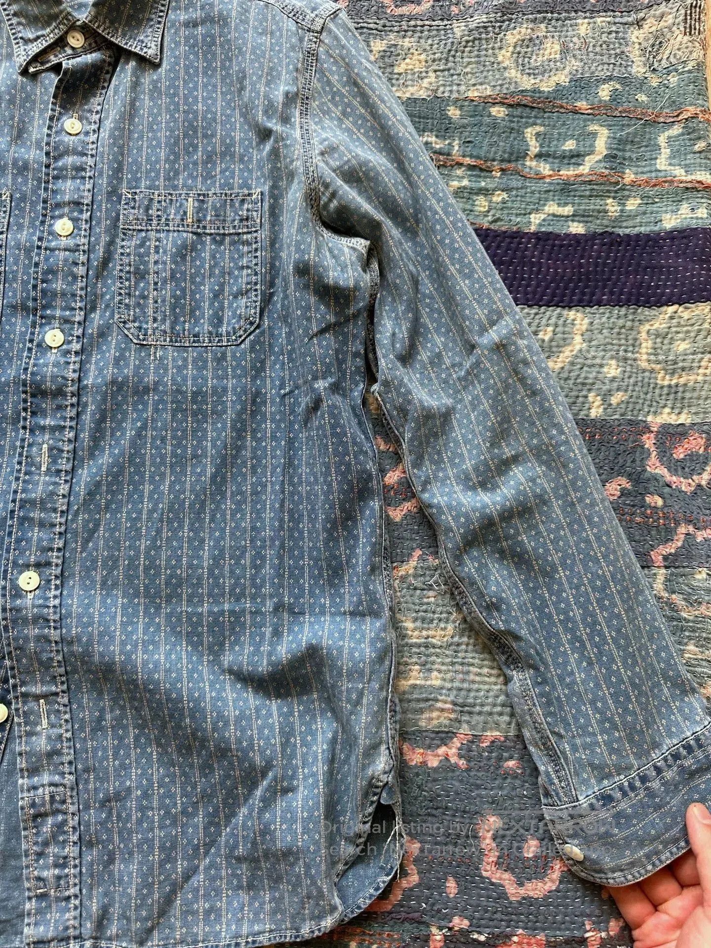 RRL Ralph Lauren vintage blue wash denim button. Size US S / EU 44-46 / 1 - 6 Thumbnail