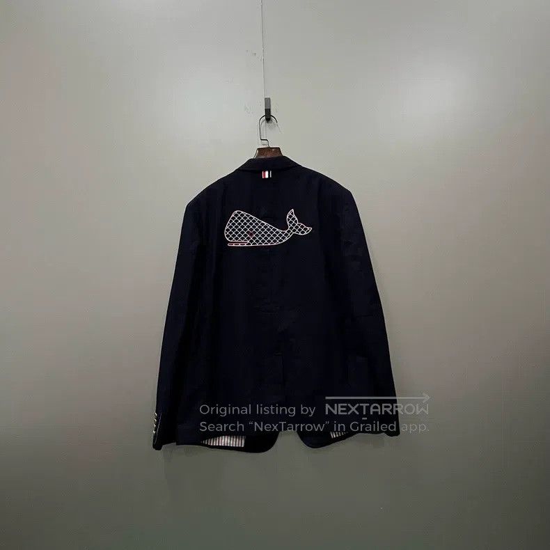 Thom Browne Thom Browne Navy Blue Whale Embroidered Jacket Size US XL / EU 56 / 4 - 2 Thumbnail