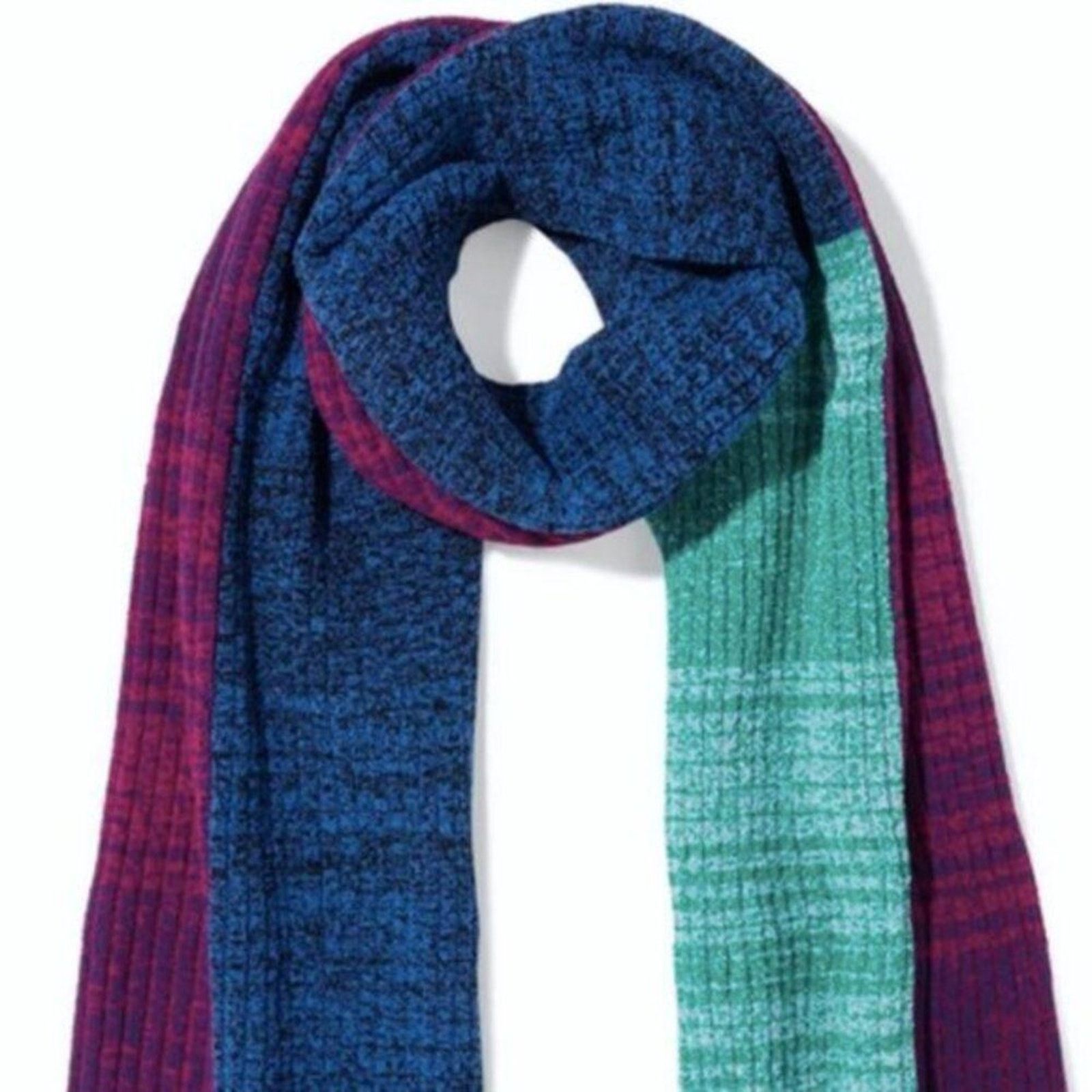 3.1 Phillip Lim Patchwork marled ribbed knit scarf multi colored Size ONE SIZE - 2 Thumbnail