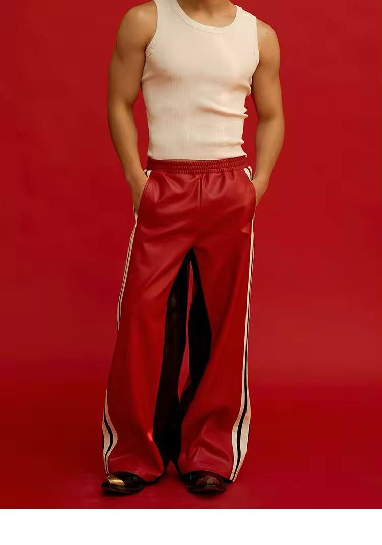 Japanese Brand × Vintage leather wide pants with an elastic waist. Size US 36 / EU 52 - 4 Thumbnail