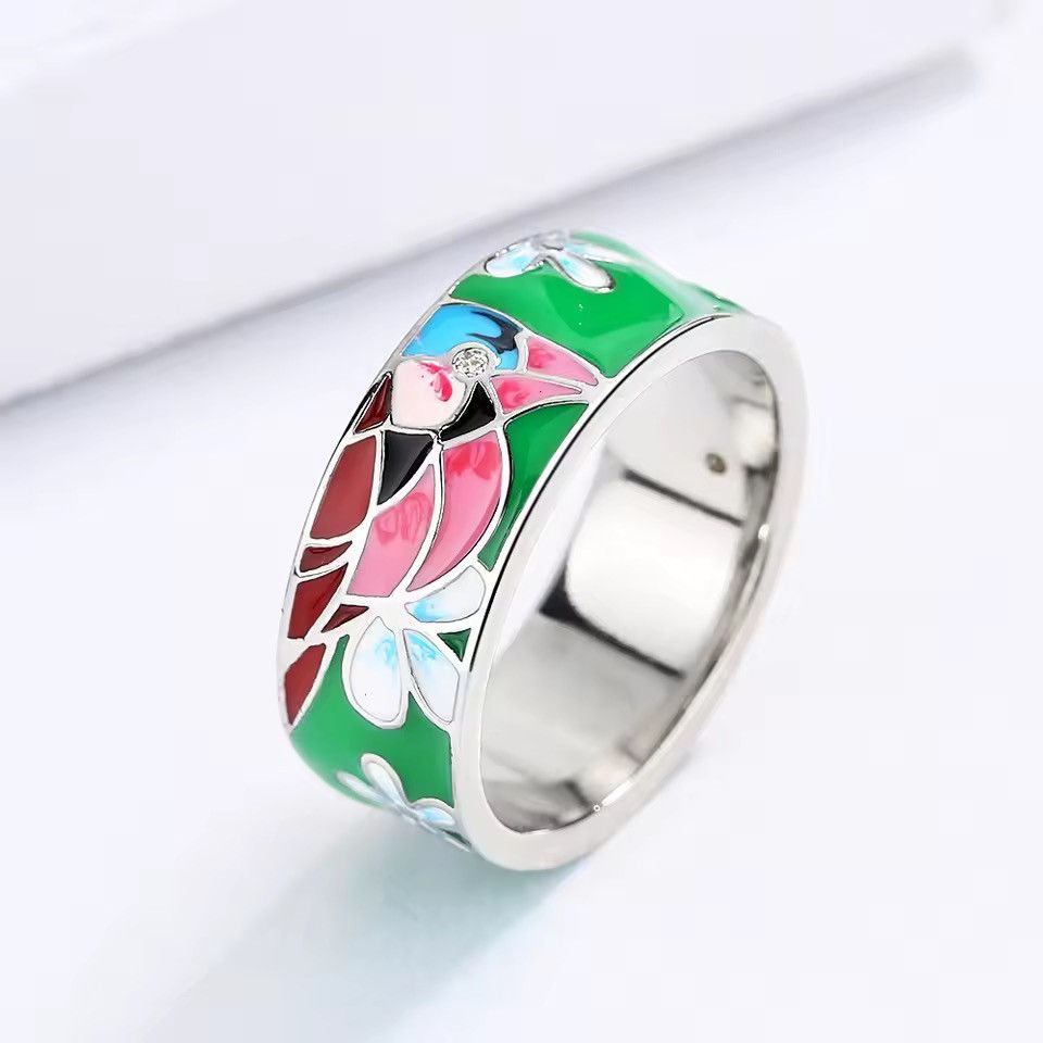 Jewelry Enamel Art Ring size 6-10 Size ONE SIZE - 5 Thumbnail