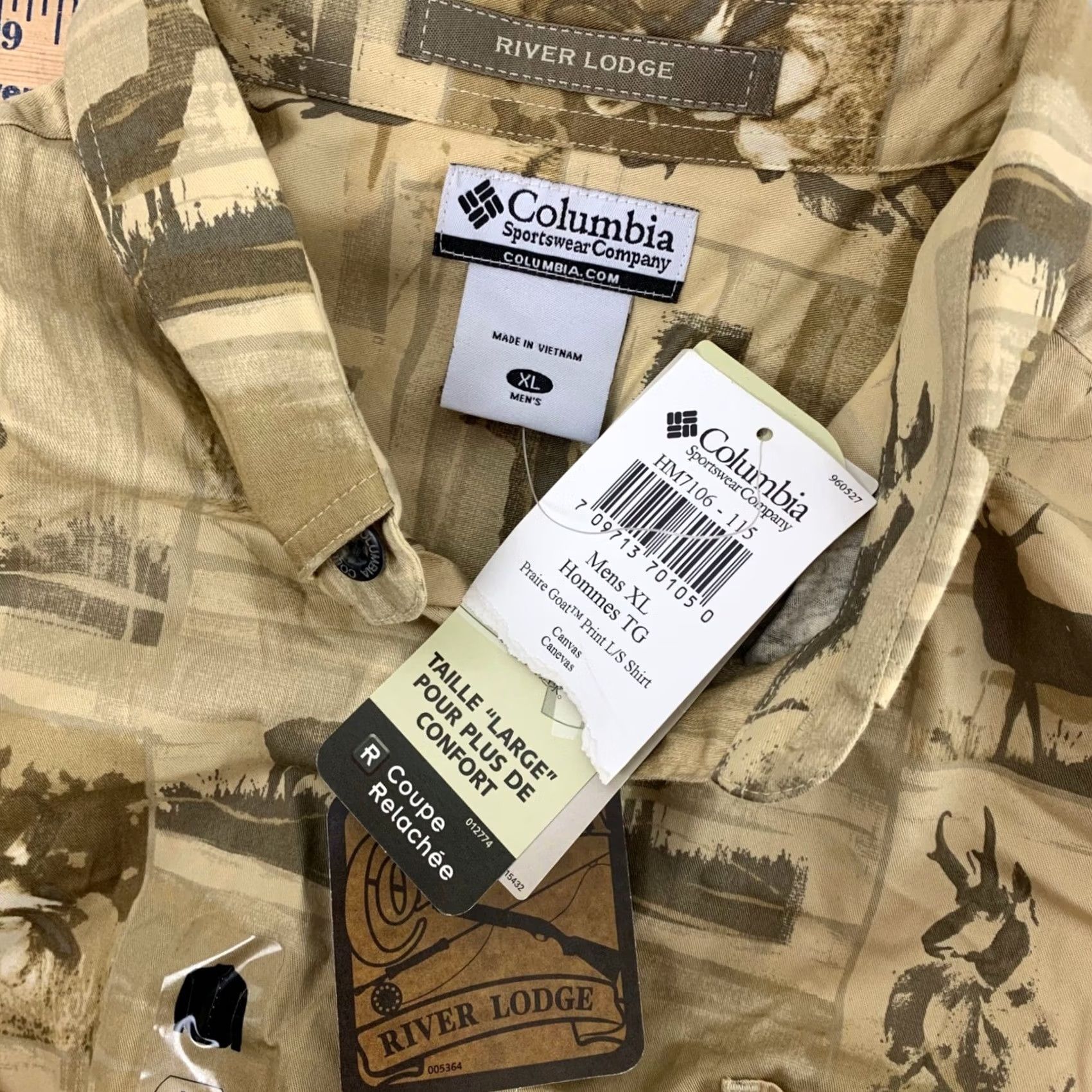Vintage Columbia River Lodge Shirt Mens XL Tan Prairie Goat Print HM7106-115 Size US XL / EU 56 / 4 - 3 Thumbnail