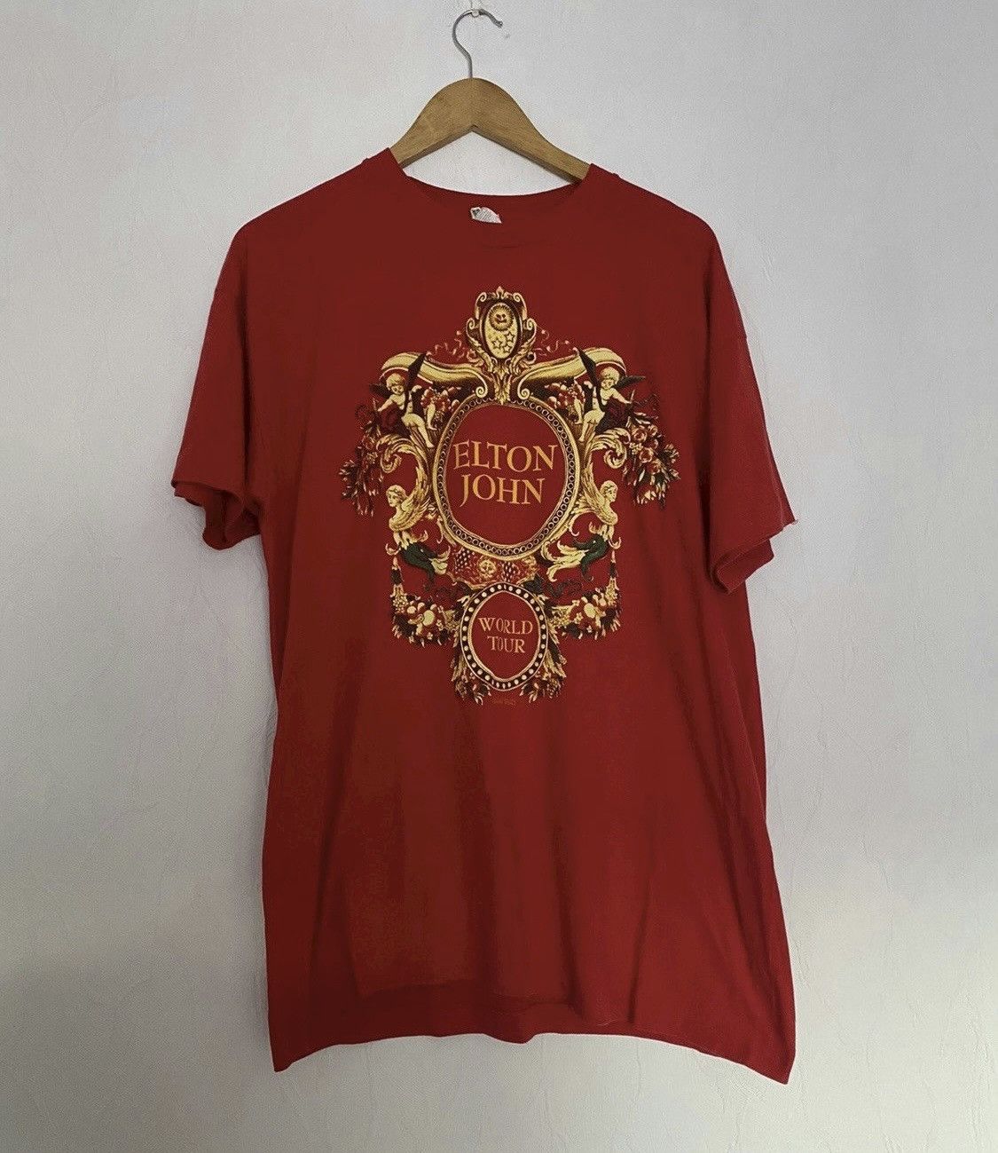 Band Tees × Vintage Vintage Elton John T shirt Single Stitch (Freddy Mercury) Size US XL / EU 56 / 4 - 1 Thumbnail