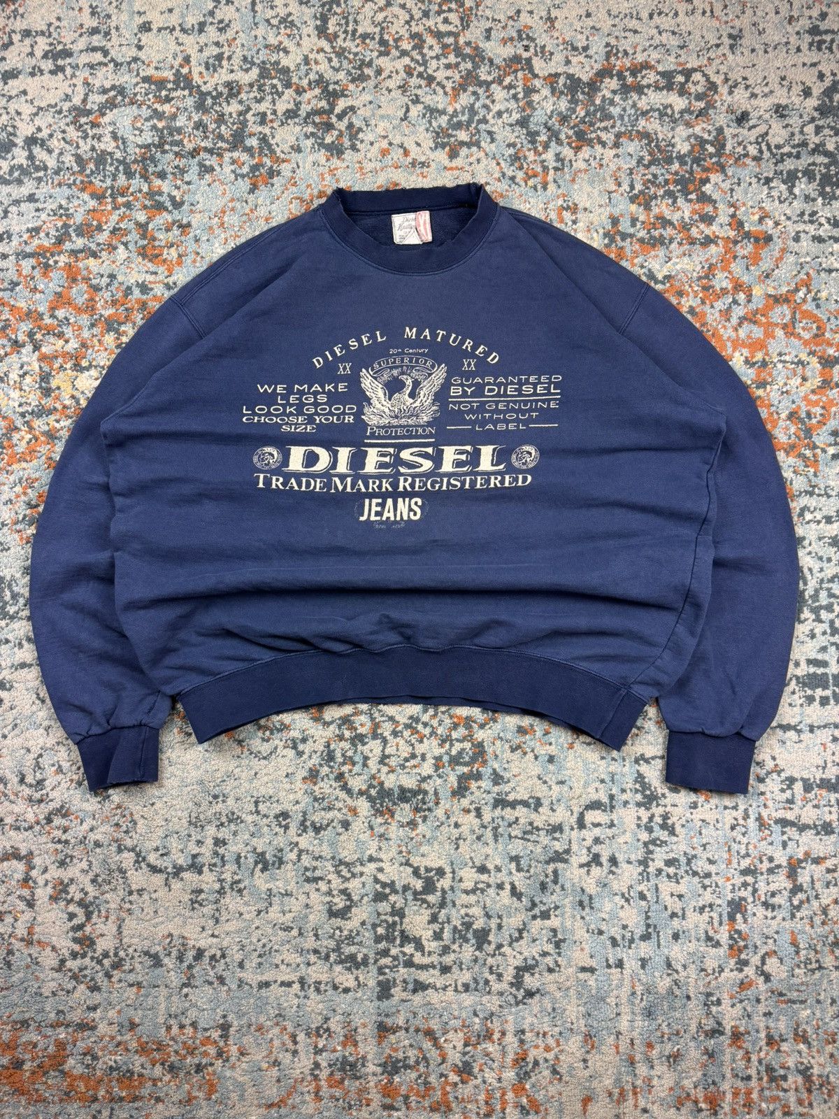 Diesel Vintage 90s Diesel slightly distressed baggy boxy sweatshirt Size US XL / EU 56 / 4 - 1 Thumbnail