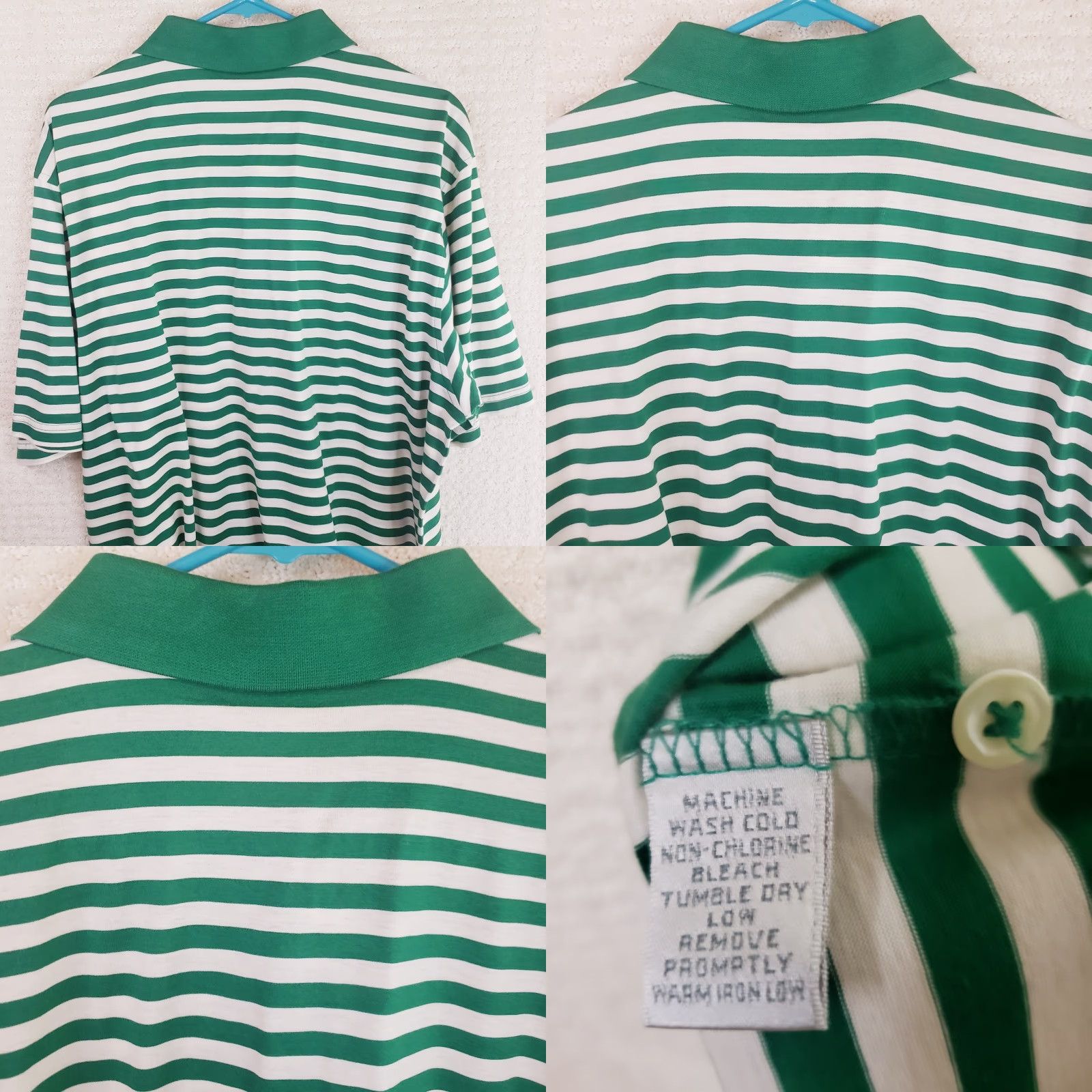 Vintage Martin Polo Shirt Men's L Green White Short Sleeve Pima Cotton Striped Golf Polo Mar tin Size US L / EU 52-54 / 3 - 8 Thumbnail