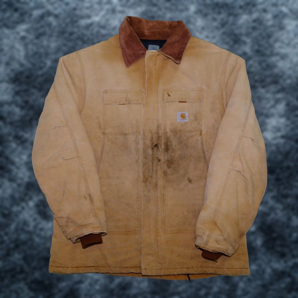 VINTAGE Carhartt Work Jacket XL Brown Canvas Insulated Casual Fall