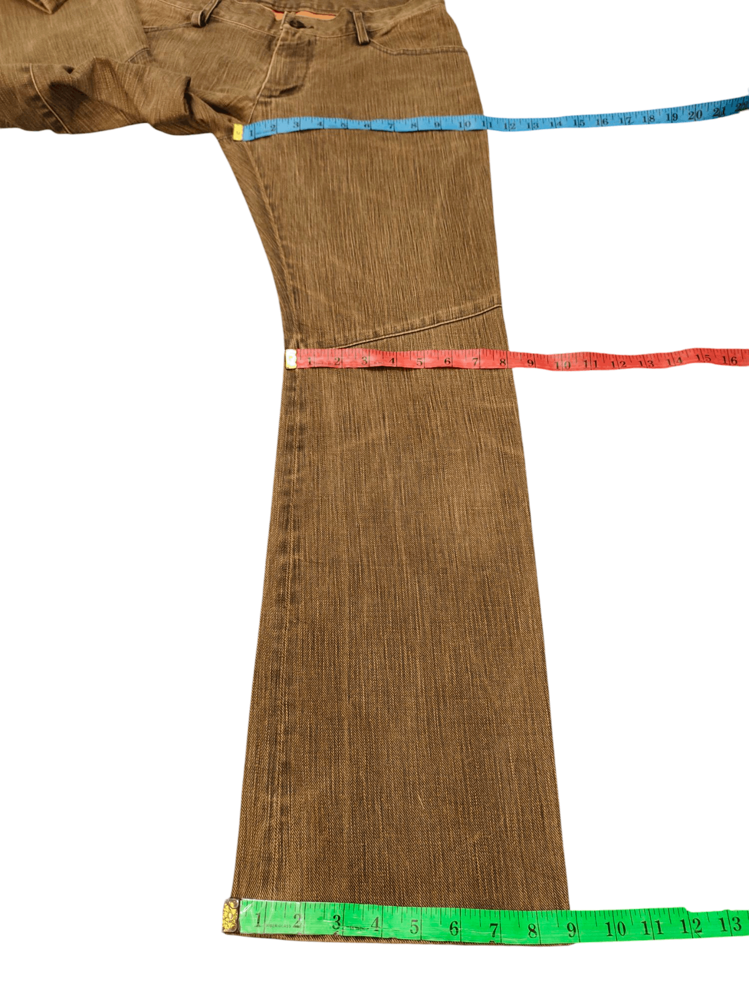 If Six Was Nine Flare Jeans Hodinova Japan Brown Orange Denim Bootcut Lgb Size US 30 / EU 46 - 19 Thumbnail