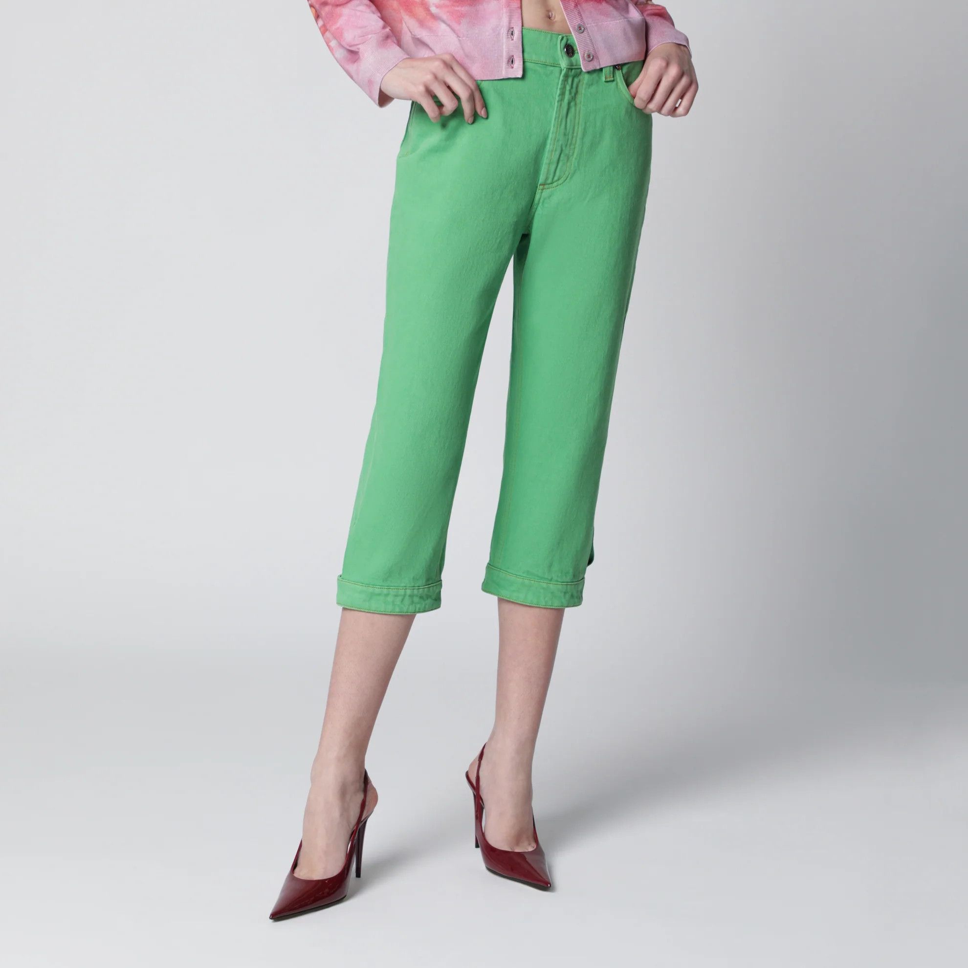 Versace o1d2blof0426 Capri Jeans in Green Size 28" / US 6 / IT 42 - 1 Thumbnail