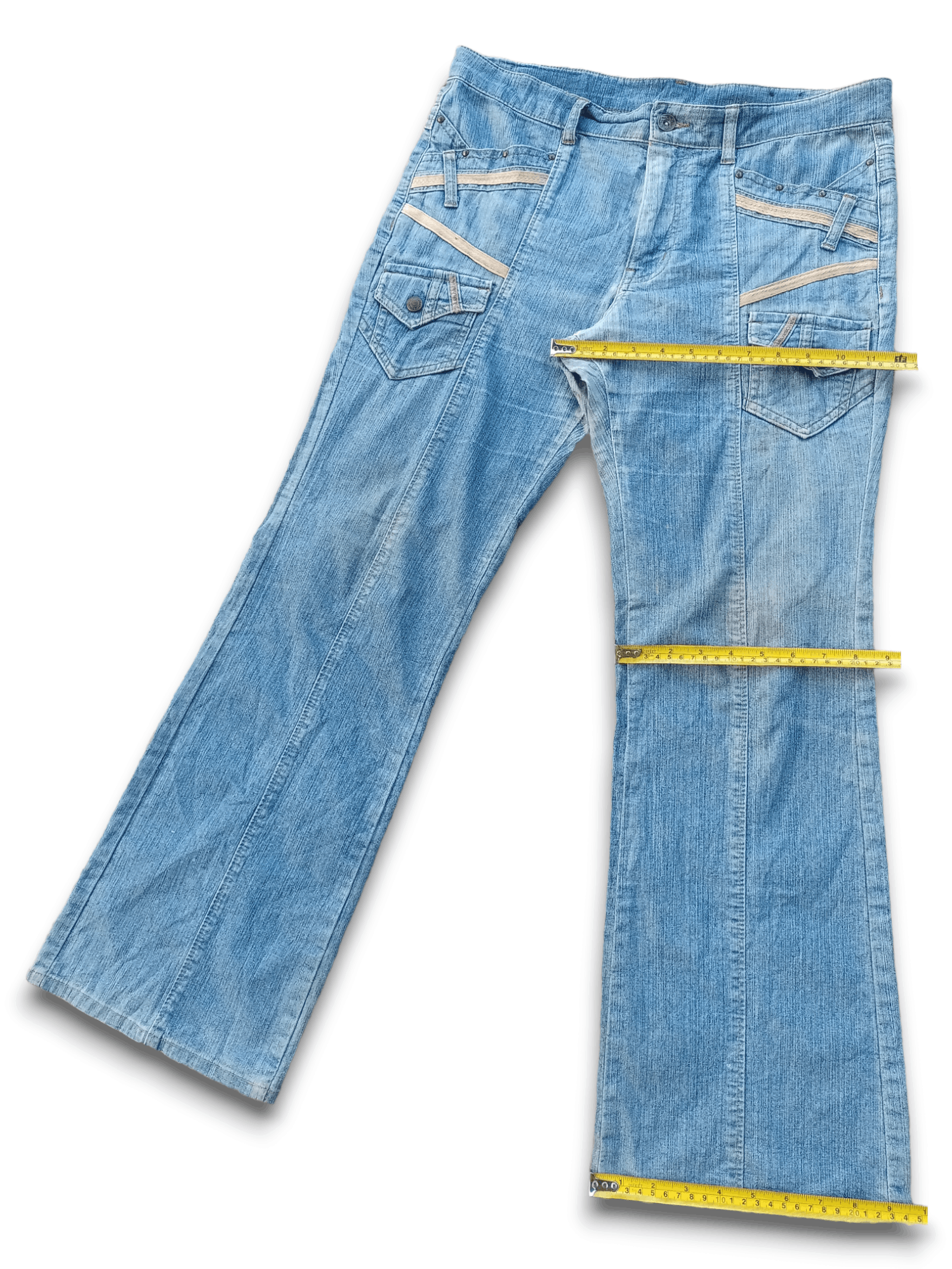 Japanese Brand Vintage Japanese Brand Distressed Flare Denim Bush Pants Size US 33 - 11 Thumbnail