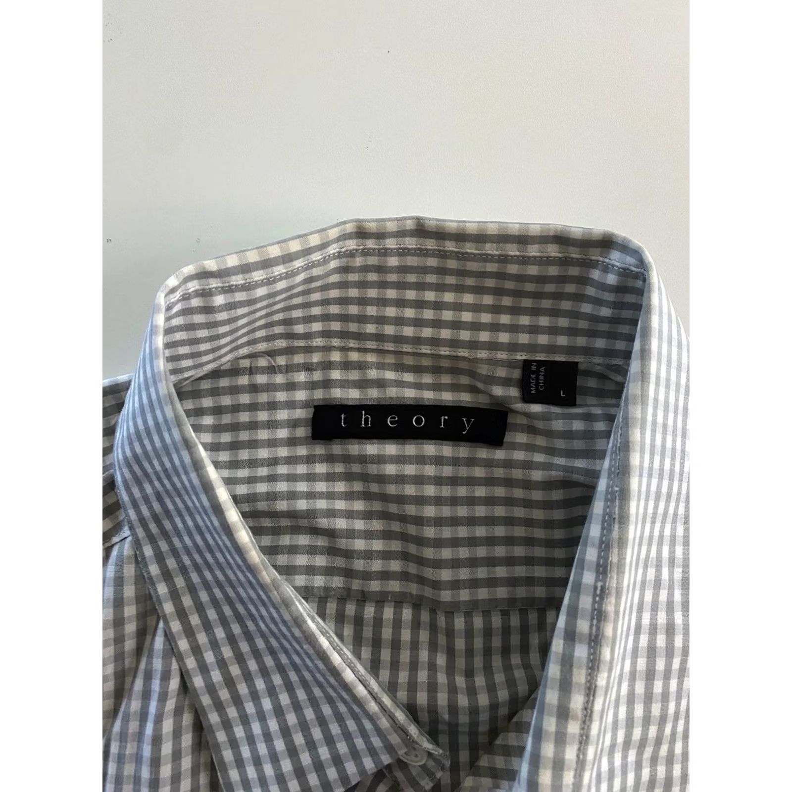 Theory VINTAGE Theory Gray Check LONG SLEEVE SHIRT Large L Slim 16 x 35/36 Size US L / EU 52-54 / 3 - 3 Thumbnail