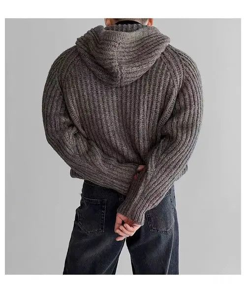 Japanese Brand Vintage Knit Thick Sweater Brown L Hooded Jacket Coat Size US L / EU 52-54 / 3 - 4 Thumbnail