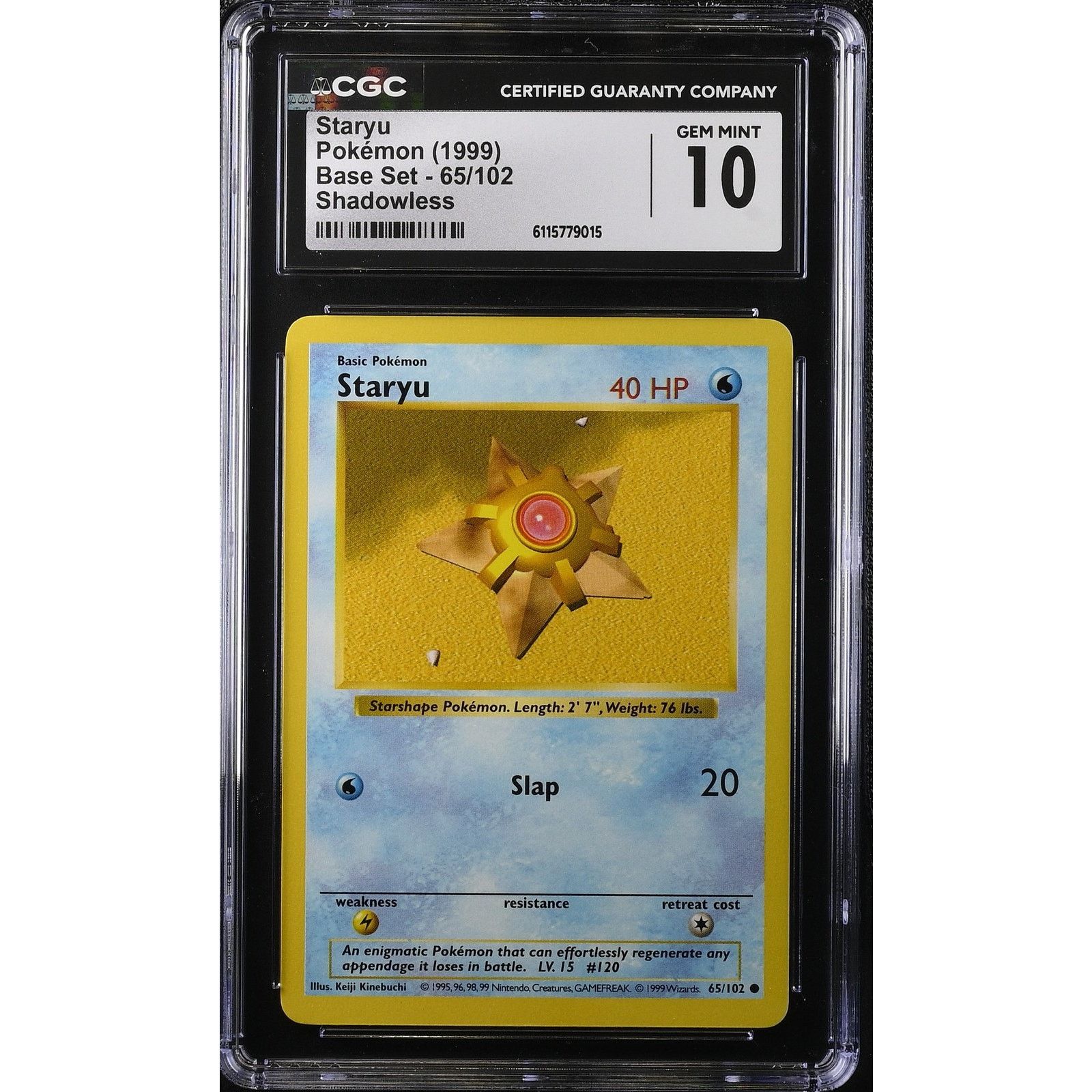Pokemon Base Set (Shadowless) #065/102 Staryu CGC 10 Size ONE SIZE - 1 Thumbnail
