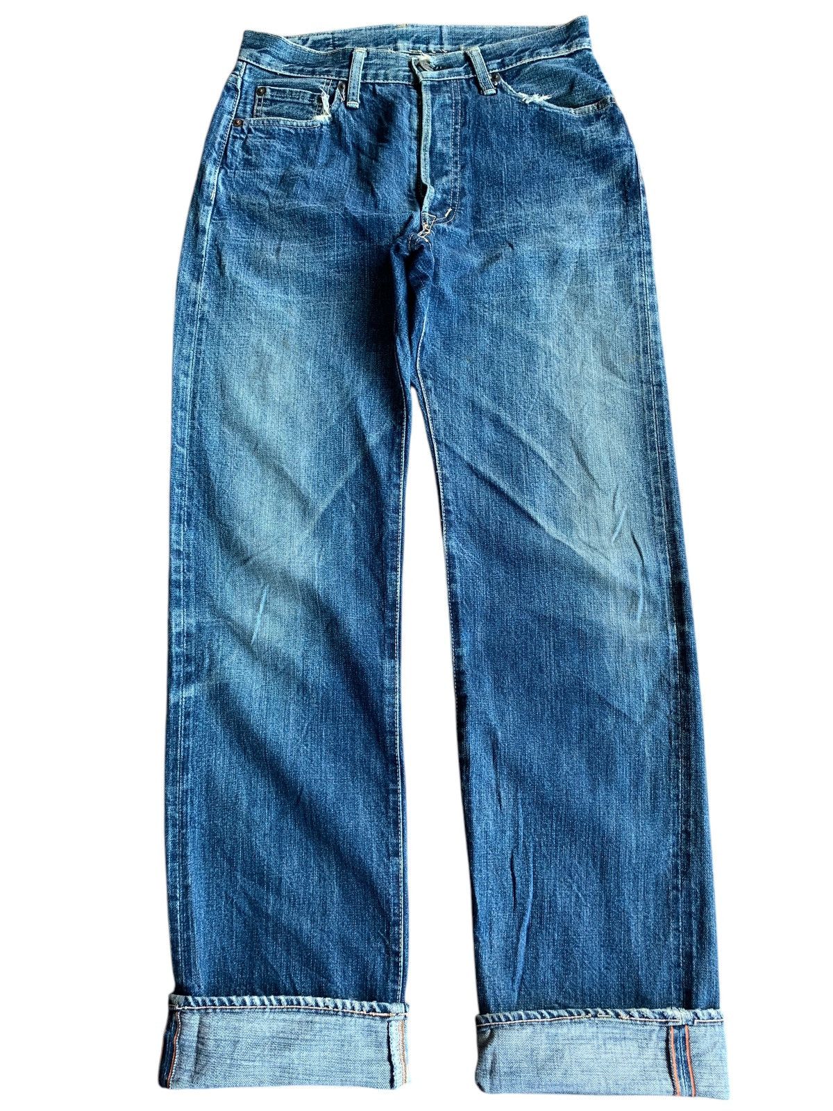 Japanese Brand × Kapital × OMNIGOD OMNIGOD SELVEDGE BUTTON FLY FADED & RUSTY DISTRESSED DENIM Size US 29 - 5 Thumbnail