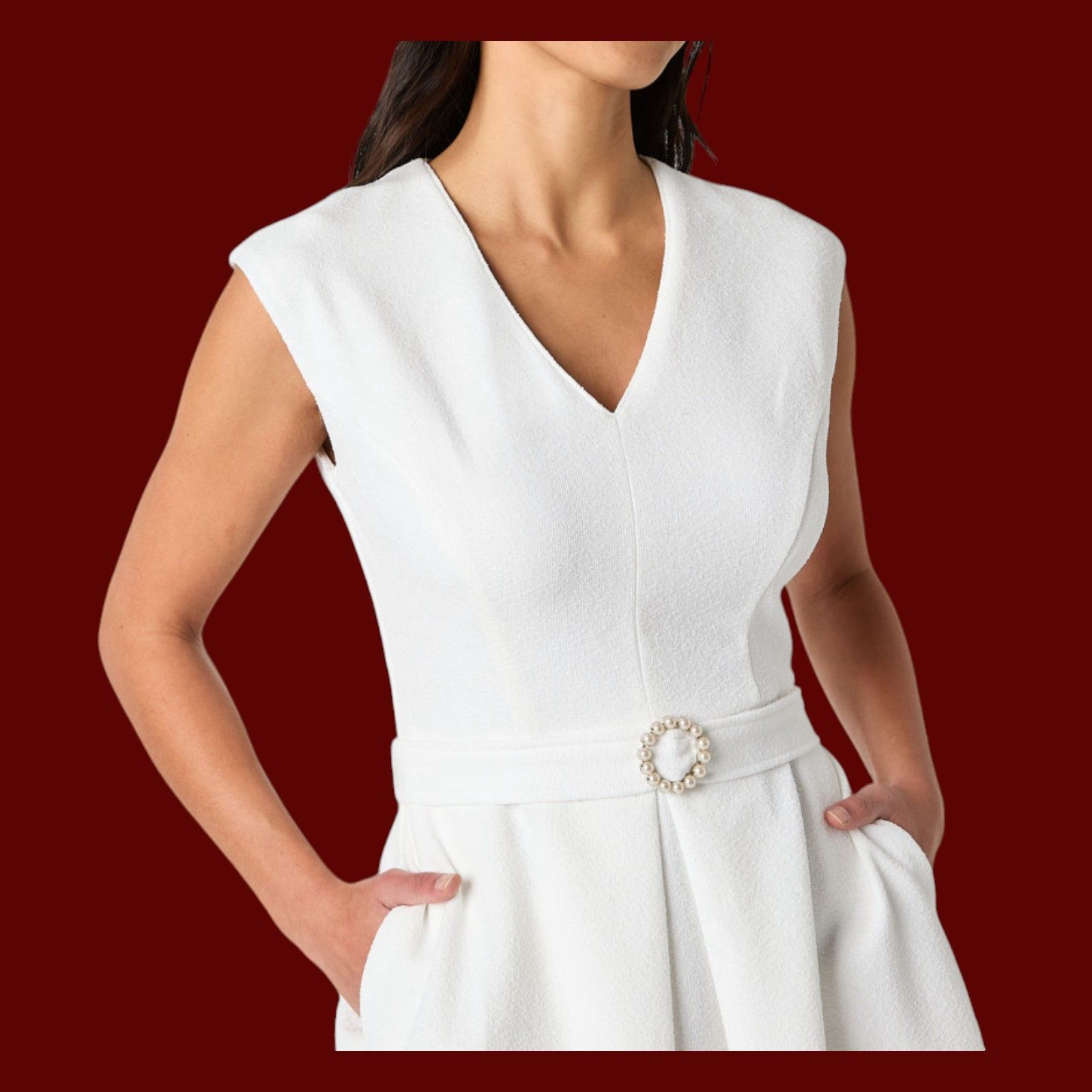 Other Danny And Nicole - Women's Sleeveless Fit + Flare Dress - Iv Size M / US 6-8 / IT 42-44 - 14 Thumbnail