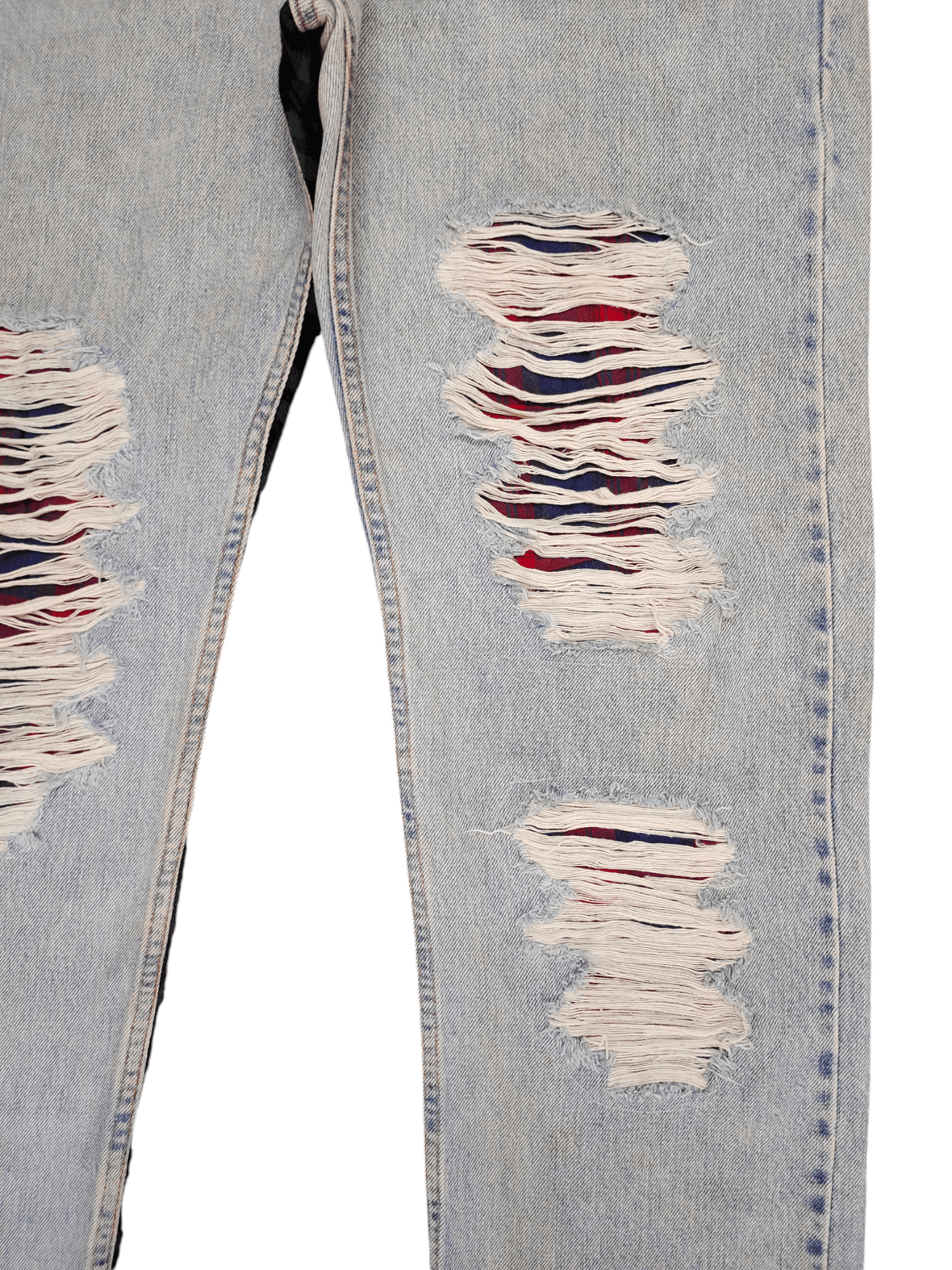 Levi's Vintage Clothing Vintage Levis 505 Distress Faded Checkered Jeans Custom Size US 34 / EU 50 - 6 Thumbnail