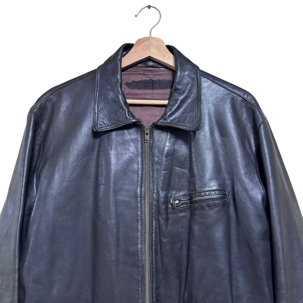 Vintage Vintage 50s Horsehide Leather Hunting Jacket Lightning Zip Size US L / EU 52-54 / 3 - 3 Thumbnail